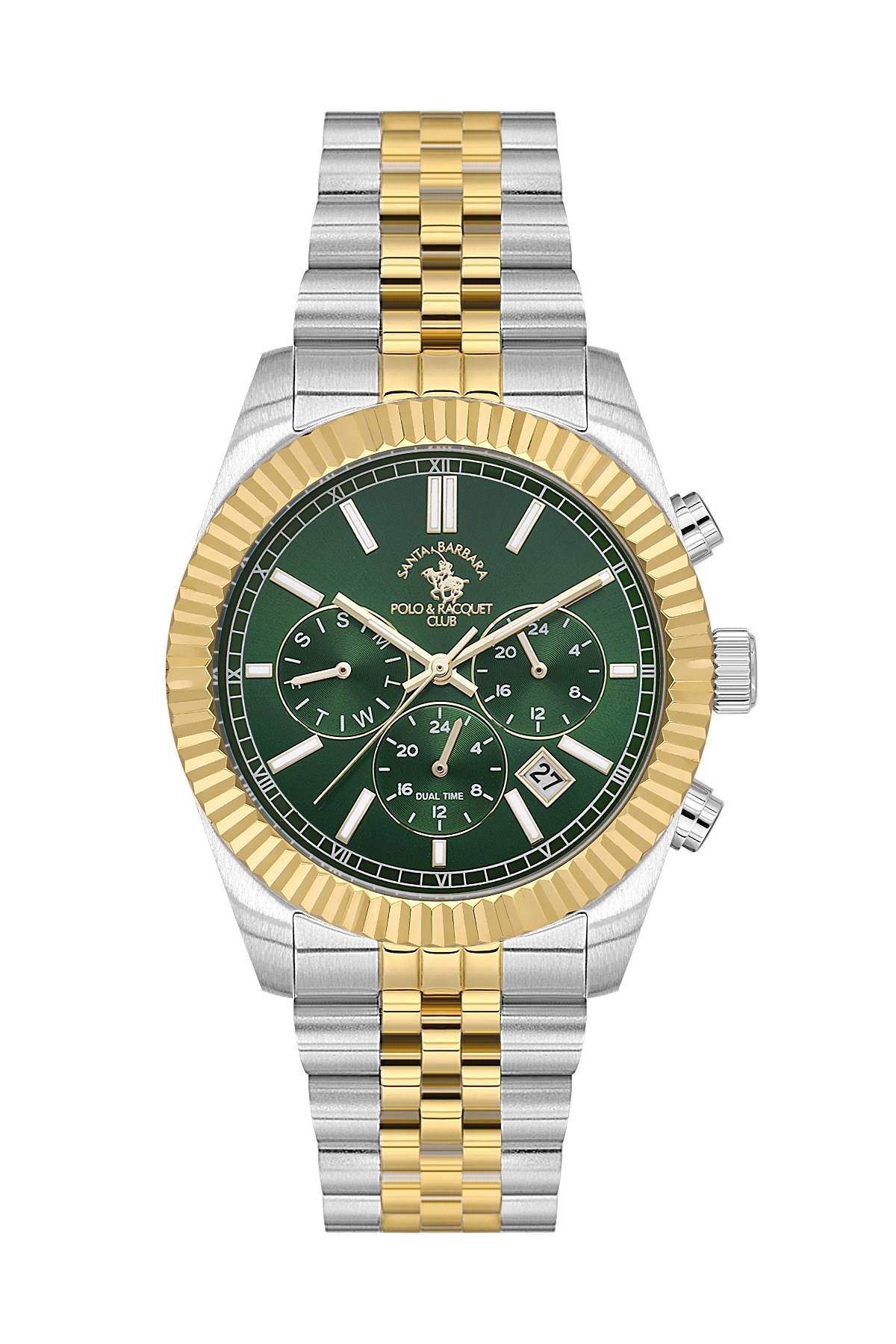 Santa Barbara Polo & Racquet Club Spor Çelik Yeşil Kadran Fonksiyonlu Erkek Kol Saati SB.1.10653-5