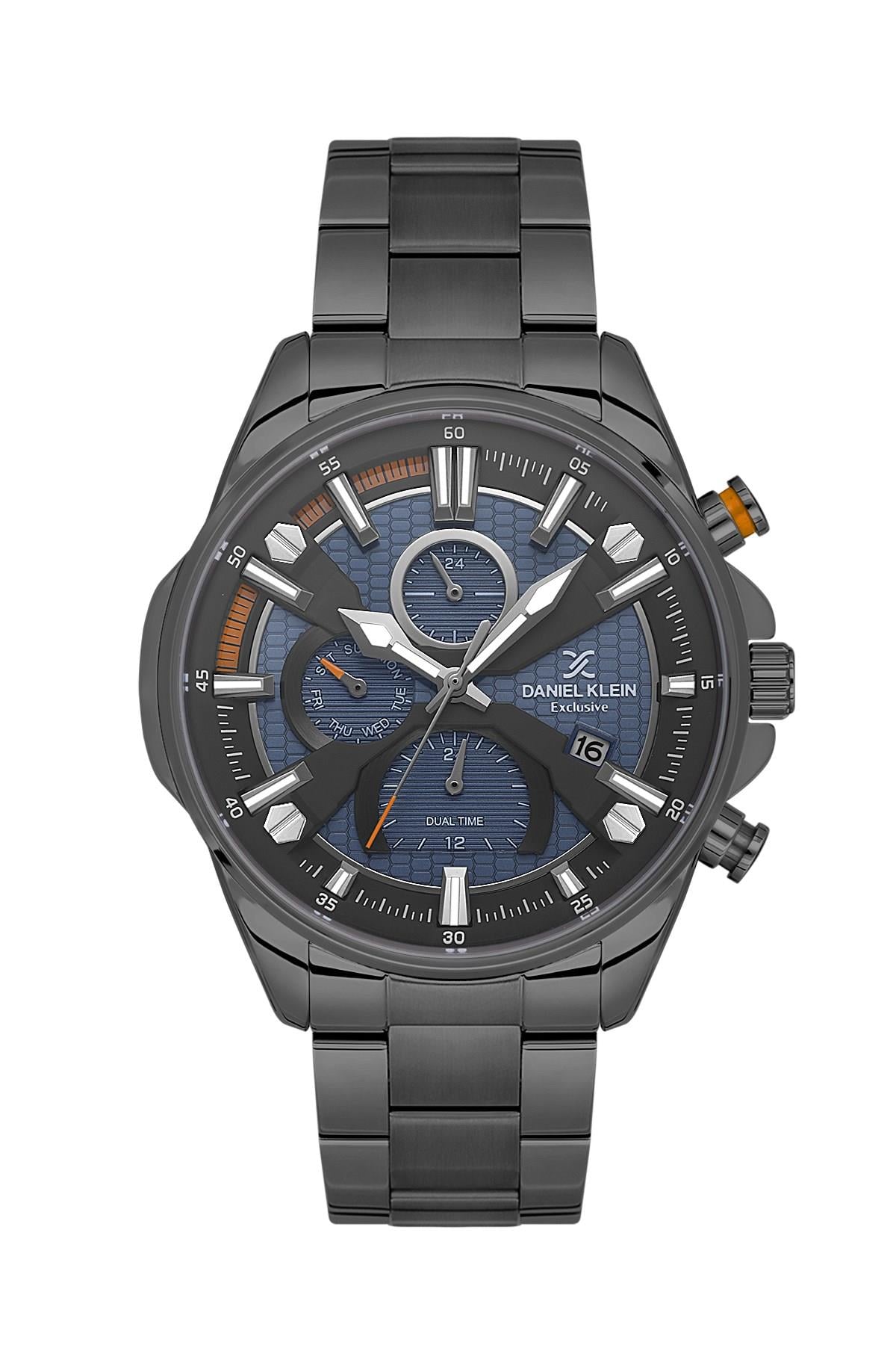 Daniel Klein Exclusıve Çelik Siyah Renk Kadran Siyah Kasa Kordon Fonksiyonlu Spor Erkek Kol Saati DK.3.10035-5