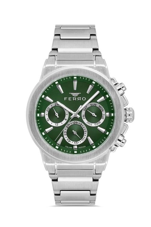 Ferro Metal Kordonlu Gümüş Renk Spor Kasa Erkek Kol Saati