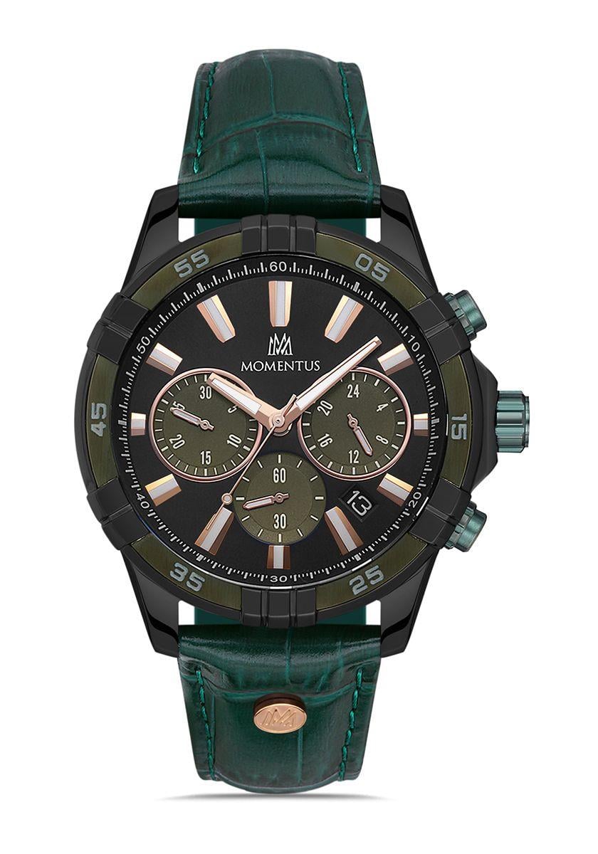 Momentus Deri Kordon Yeşil Renk Fonksiyonlu Erkek Kol Saati SM367B-04YS
