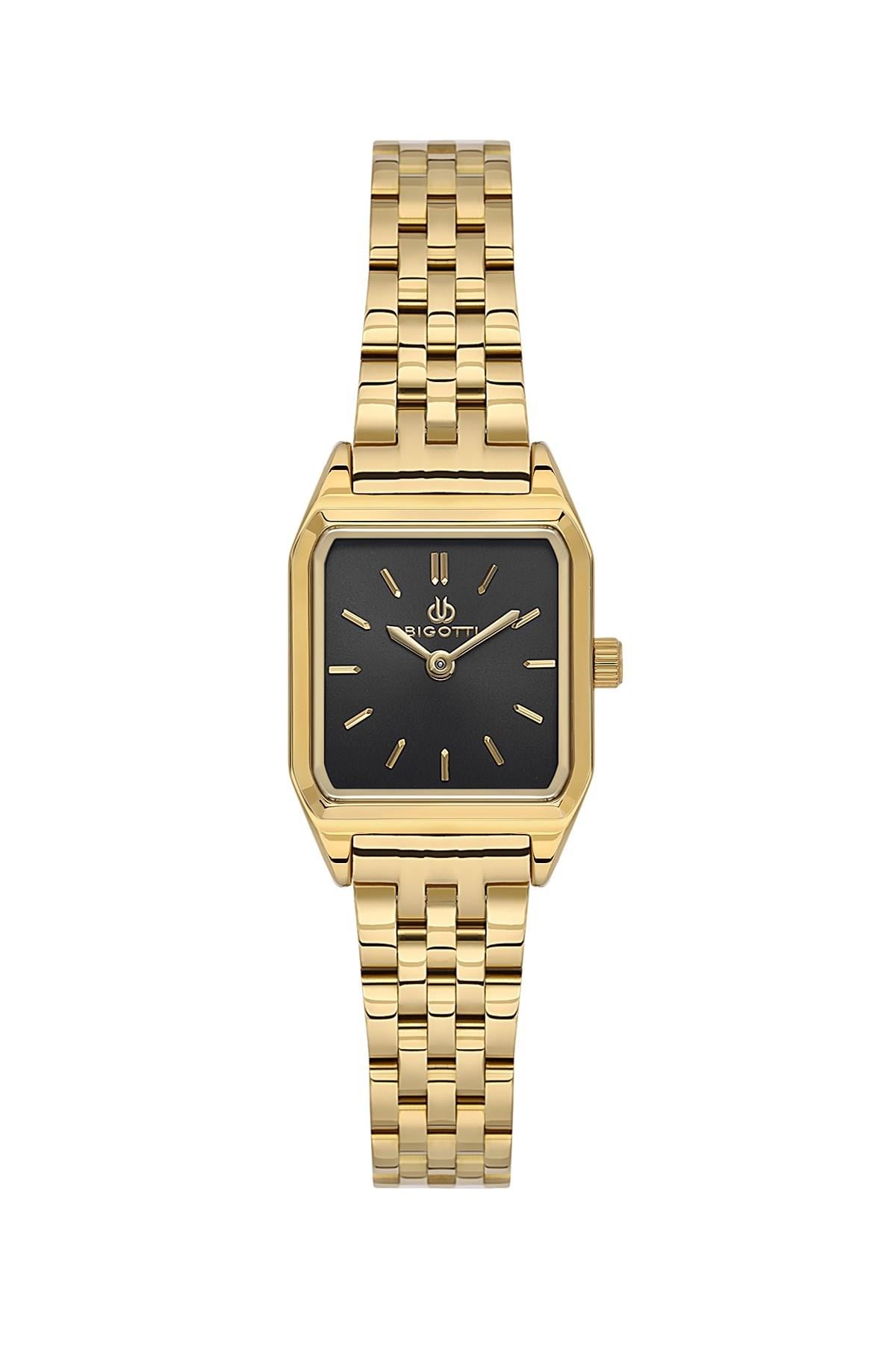 Bigotti Milano  Altın Gold Renk Metal Kare Kasa Kadın Kol Saati BG.1.10619-3