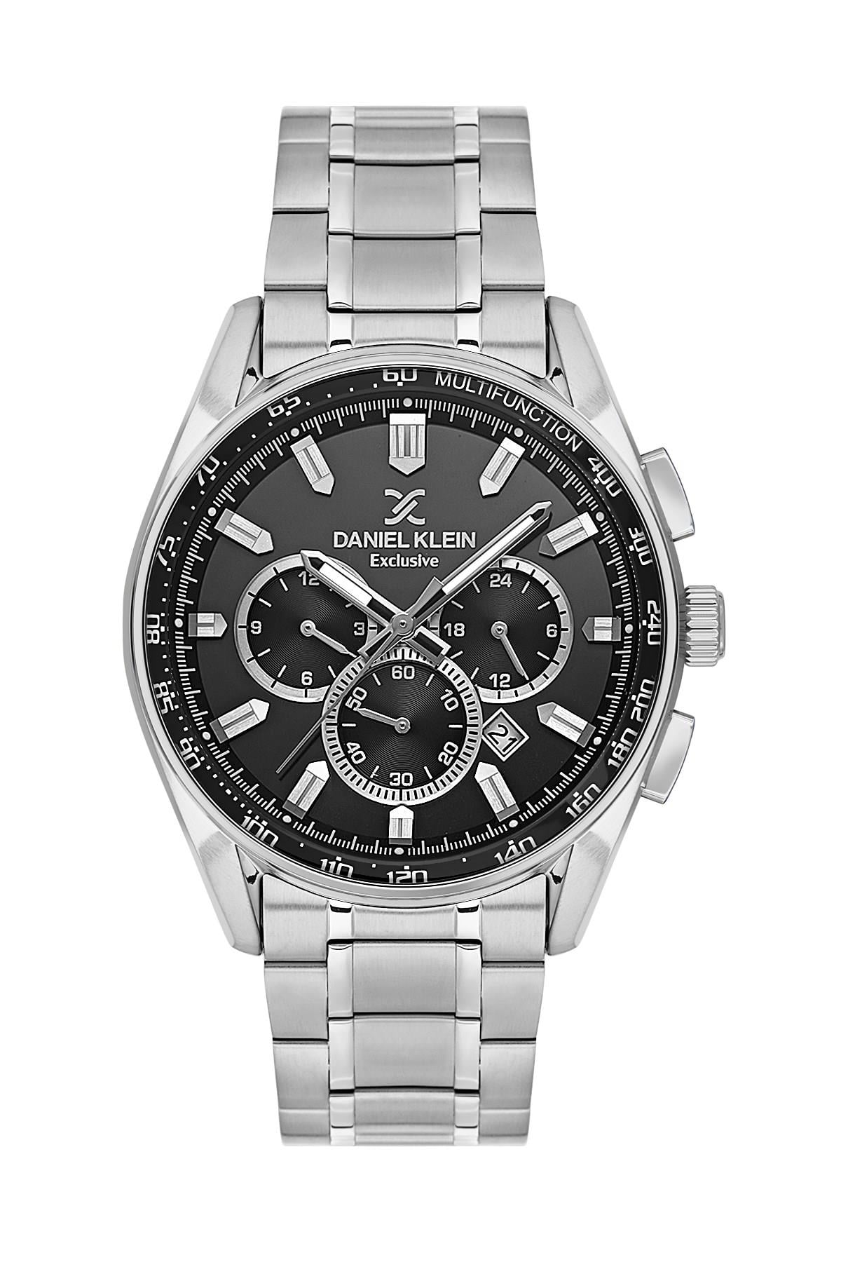 Daniel Klein Exclusıve Çelik Siyah Renk Kadran Gümüş Kasa Kordon Fonksiyonlu Spor Erkek Kol Saati DK.1.13901-1