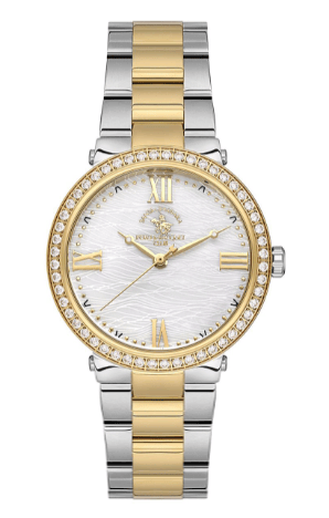 Santa Barbara Polo Metal Kordonlu Çift Renk Kare Spor Taşlı Kasa SB.1.10553-3 Kadın Kol Saati