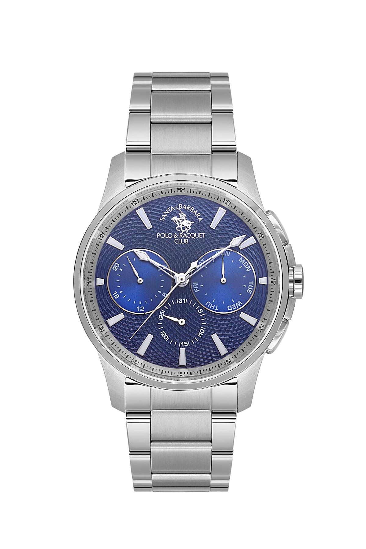 Santa Barbara Polo & Racquet Club Spor Çelik Metal  Lacivert Kadran Takvimli Erkek Kol Saati SB.1.10651-3