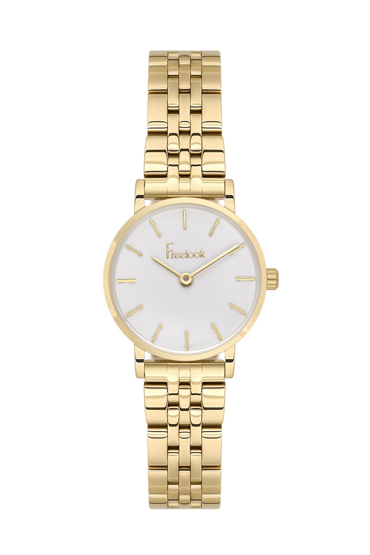 Freelook Sade Klasik Altın Gold Renk Çelik Beyaz Kadran Kadın Kol Saati FL.4.10034-4