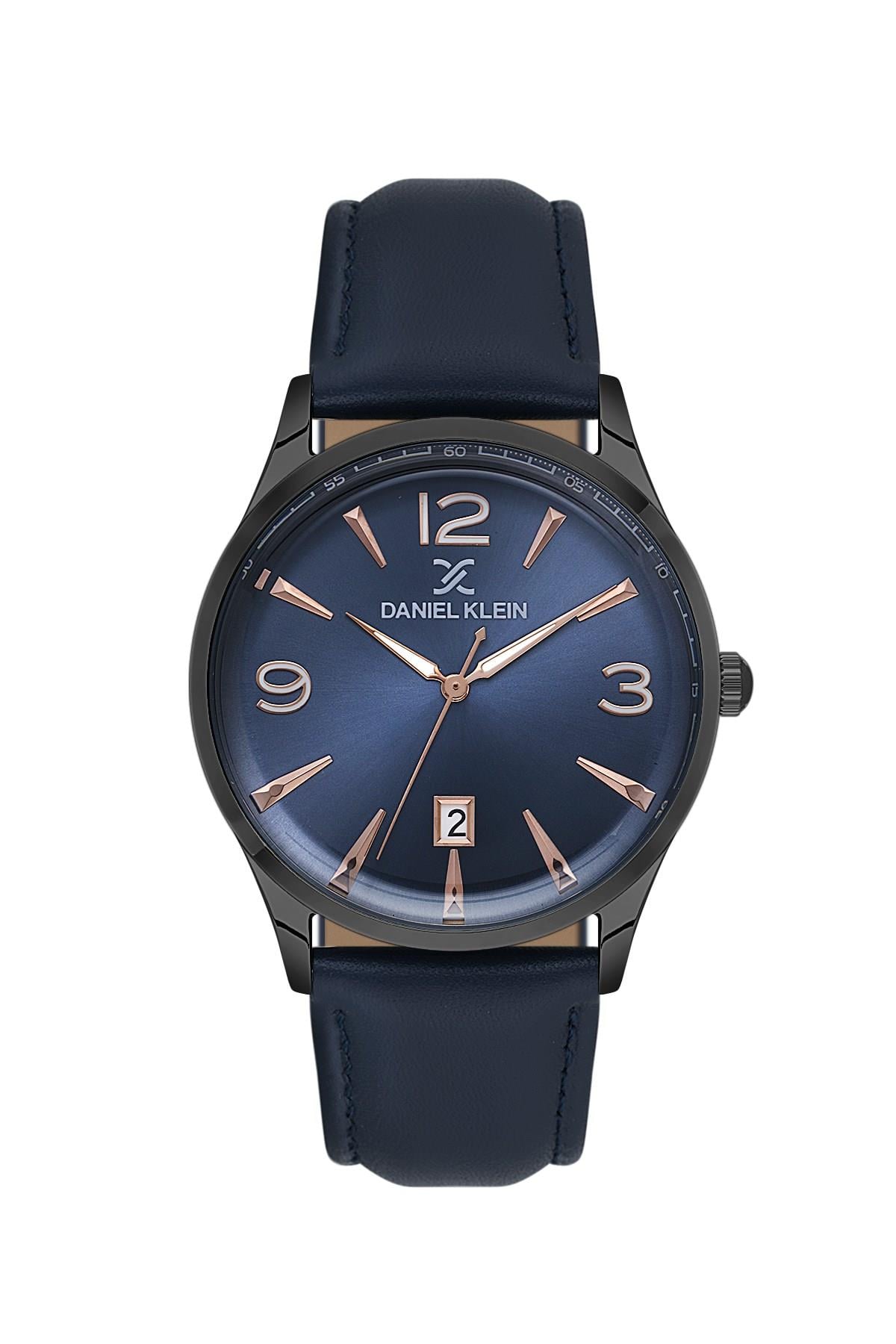 Daniel Klein Premium Klasik Lacivert Takvimli Deri Kordonlu Erkek Kol Saati DK.6.14034-5