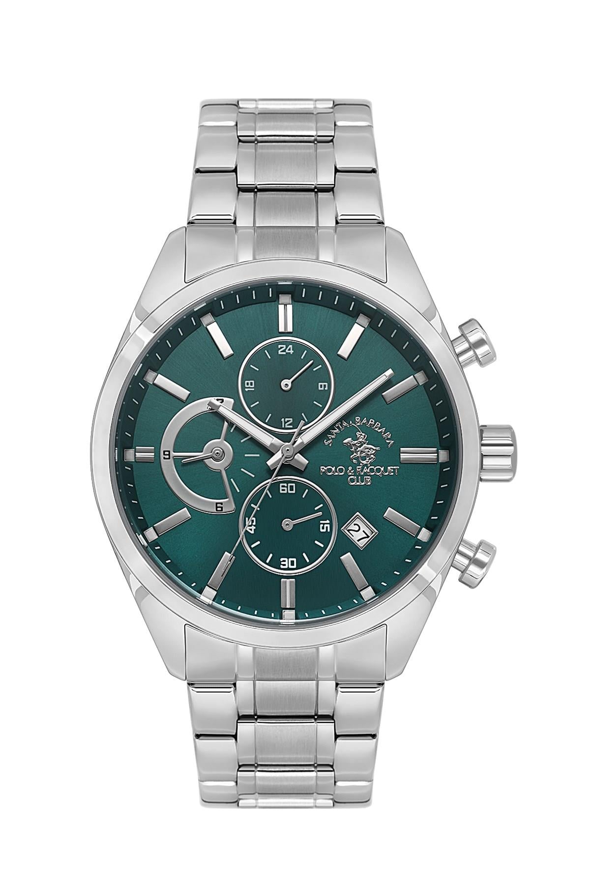 Santa Barbara Polo & Racquet Club Metal Spor Çelik Fonksiyonlu Yeşil Kadran Erkek Kol Saati SB.4.10051-4