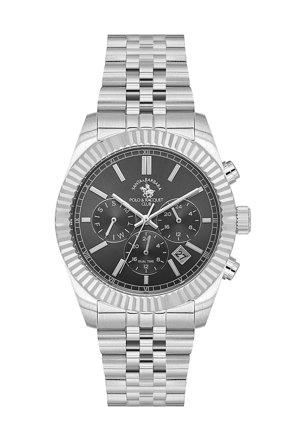 Santa Barbara Polo & Racquet Club Spor Çelik Siyah Kadran Fonksiyonlu Erkek Kol Saati SB.1.10653-2