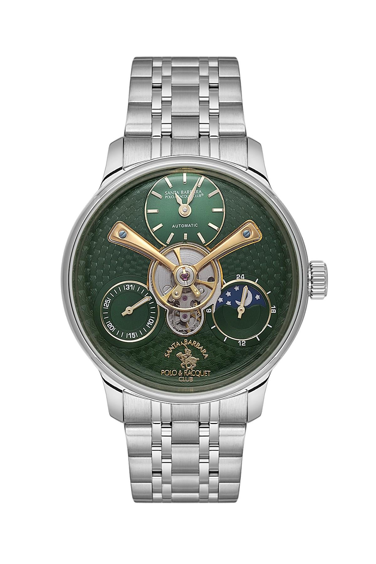 Santa Barbara Polo & Racquet Club Çelik Yeşil Tasarımlı Kadran Otomatik Erkek Kol SaatiSB.1.10677-4