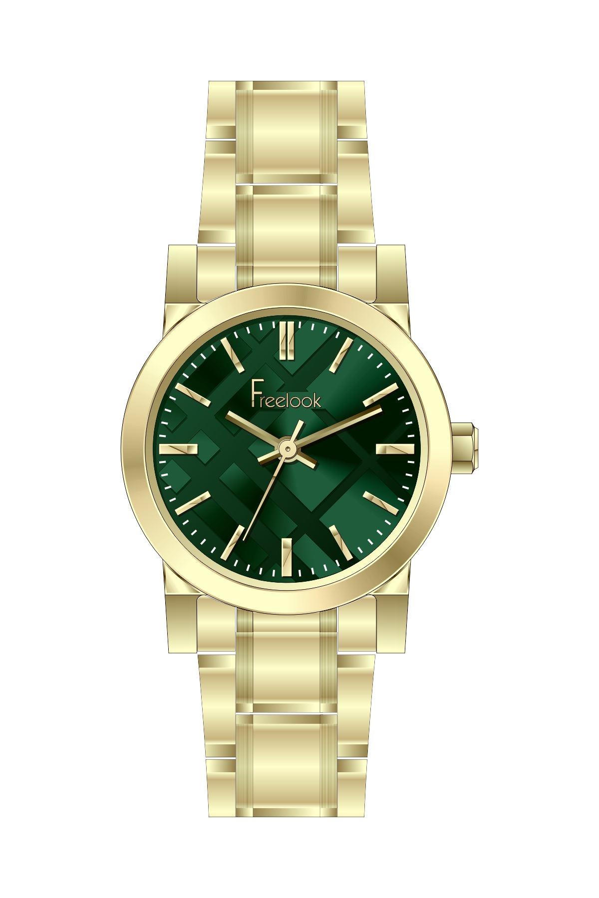 Freelook Gold Renk Metal Kordon Kadın Kol Saati
