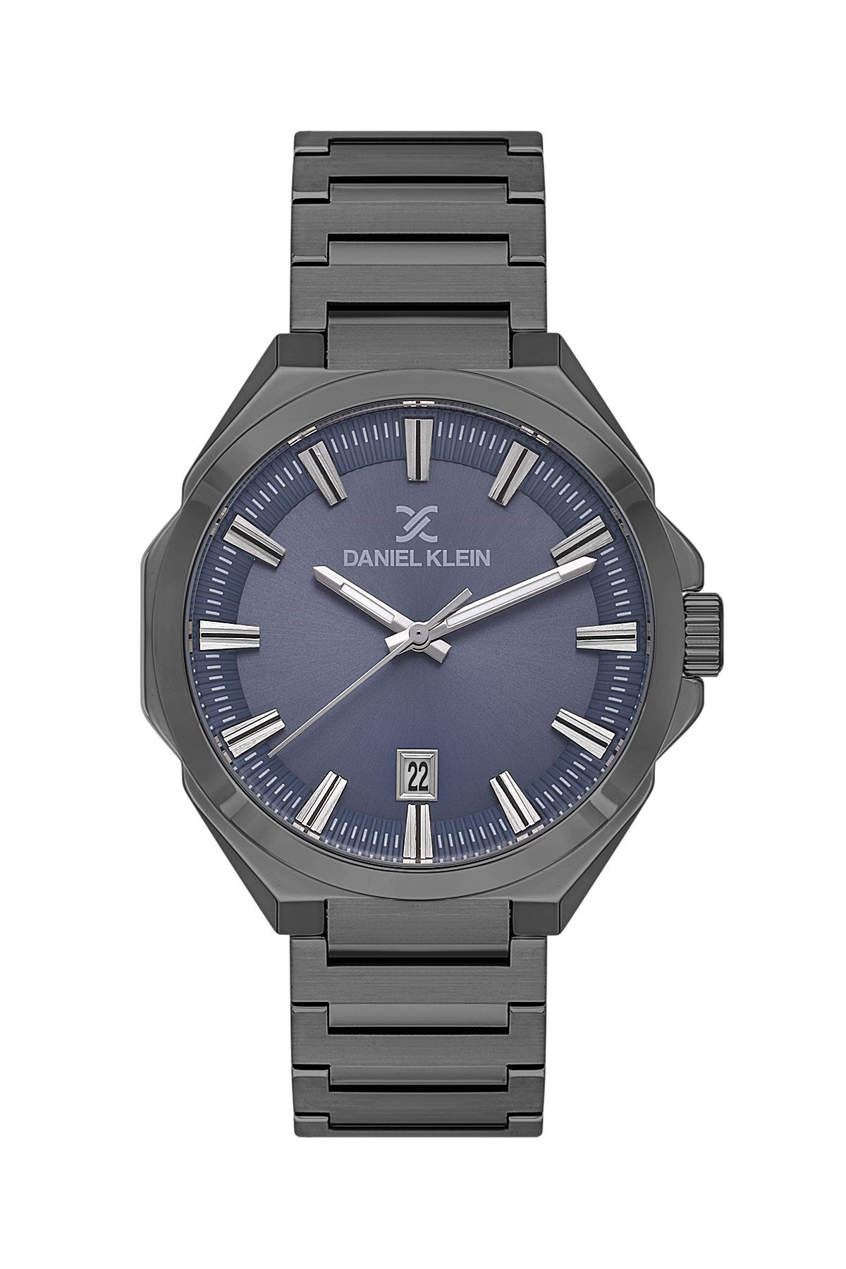 Daniel Klein Metal Antrasit Kasa Kordon Lacivert Takvimli Kadran Klasik Erkek Kol Saati DK.1.13811-4