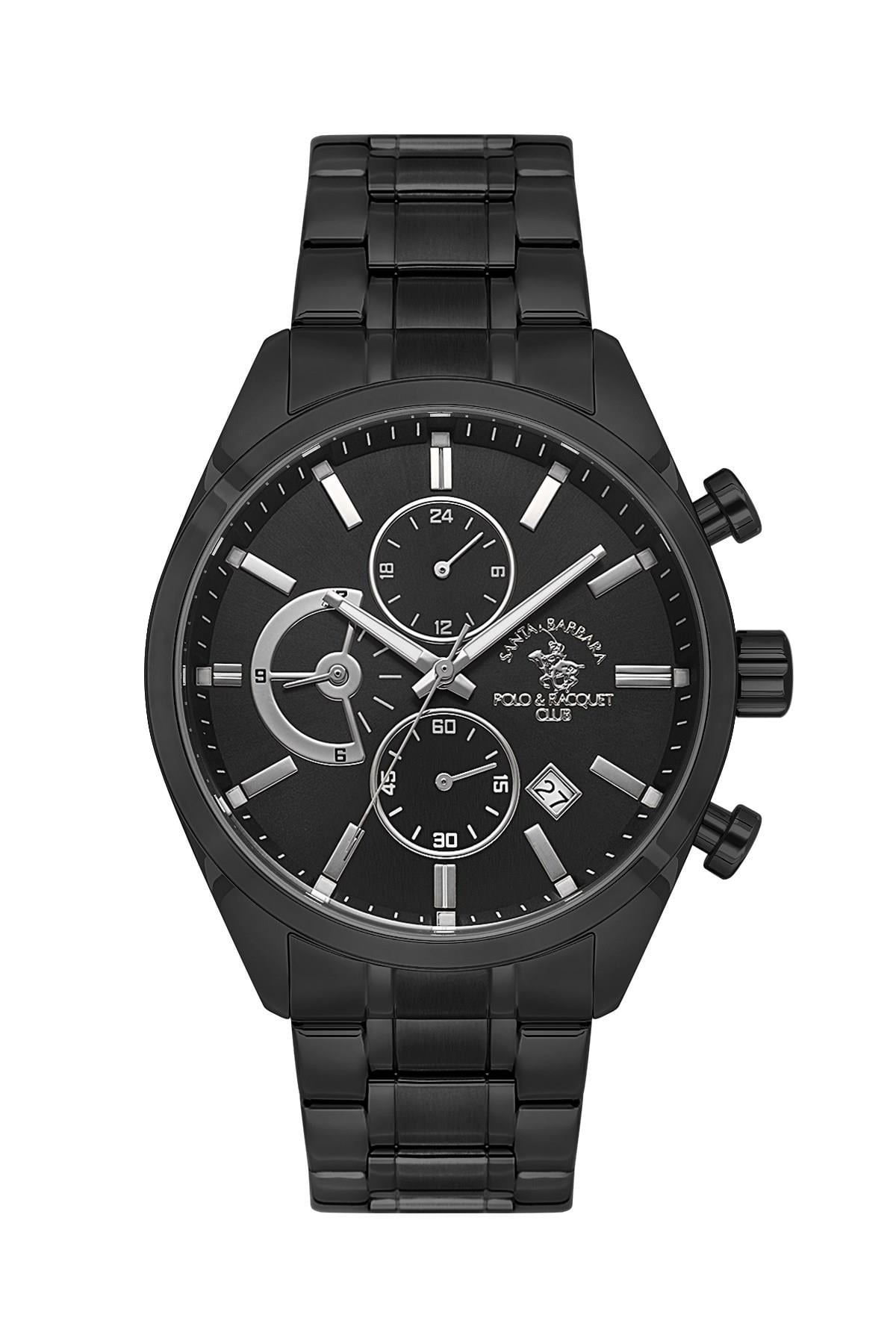 Santa Barbara Polo & Racquet Club Metal Çelik Spor Siyah Kasa Kordon Erkek Kol Saati SB.4.10051-7
