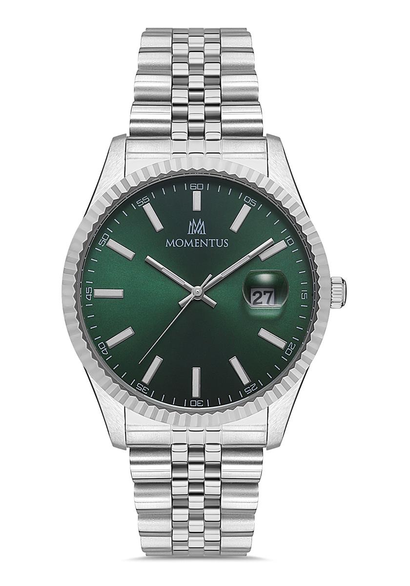 Momentus Çelik Metal Klasik Yeşil Kadran Takvimli Erkek Kol Saati CM131S-15SS