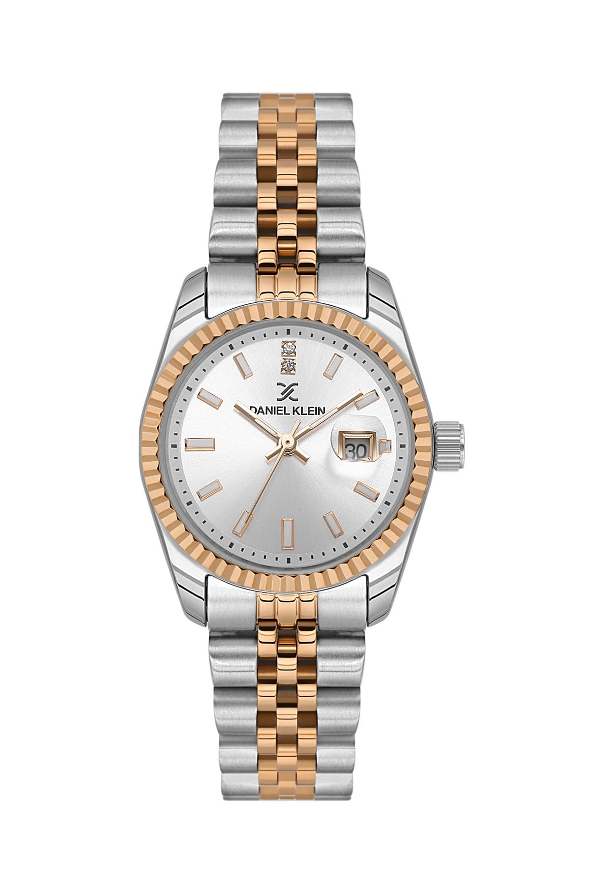 Daniel Klein Metal Rose Gold Gümüş Çift renk Yuvarlak Takvimli Kadın Kol Saati DKE.6.10927-6