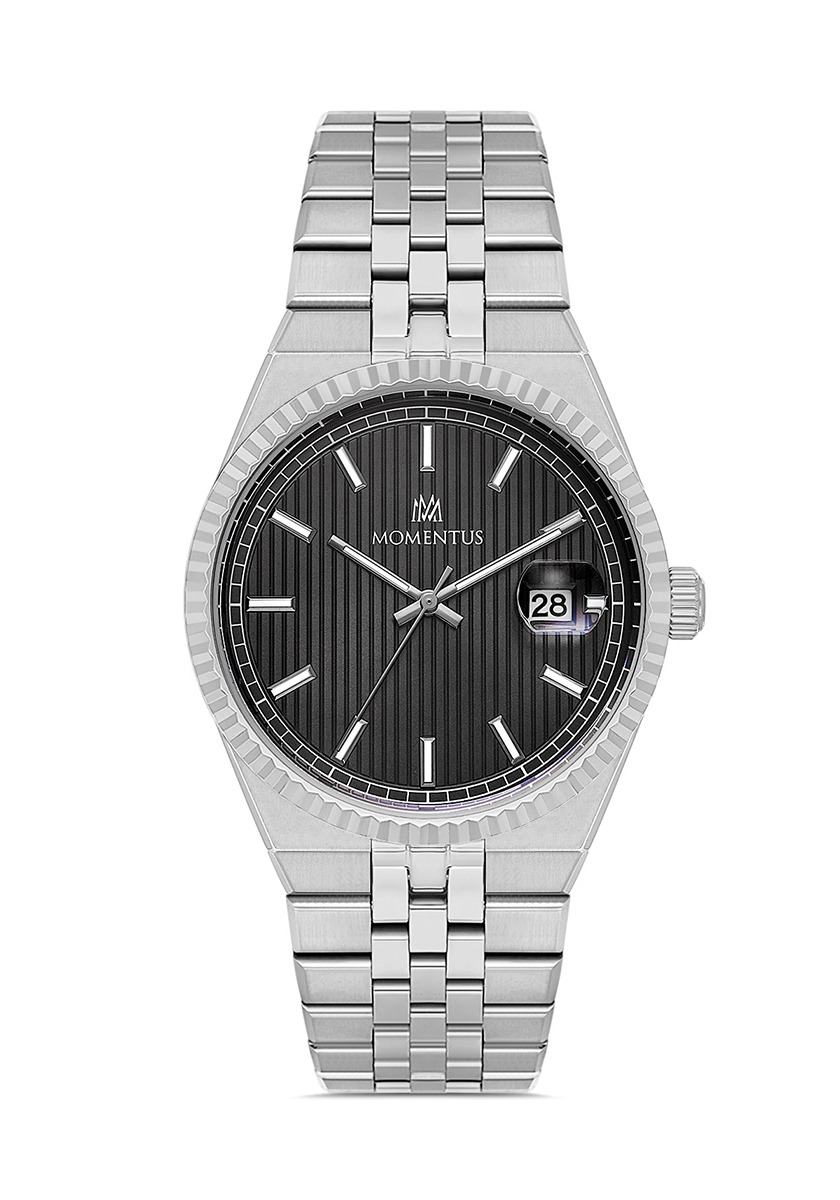 Momentus Metal Gümüş Renk Klasik Siyah Kadran Erkek Kol Saati CR264S-04SS