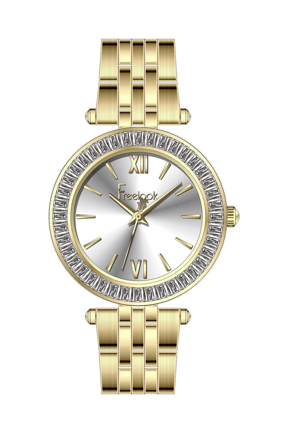 Freelook Gold Renk Metal Kordon Kadın Kol Saati