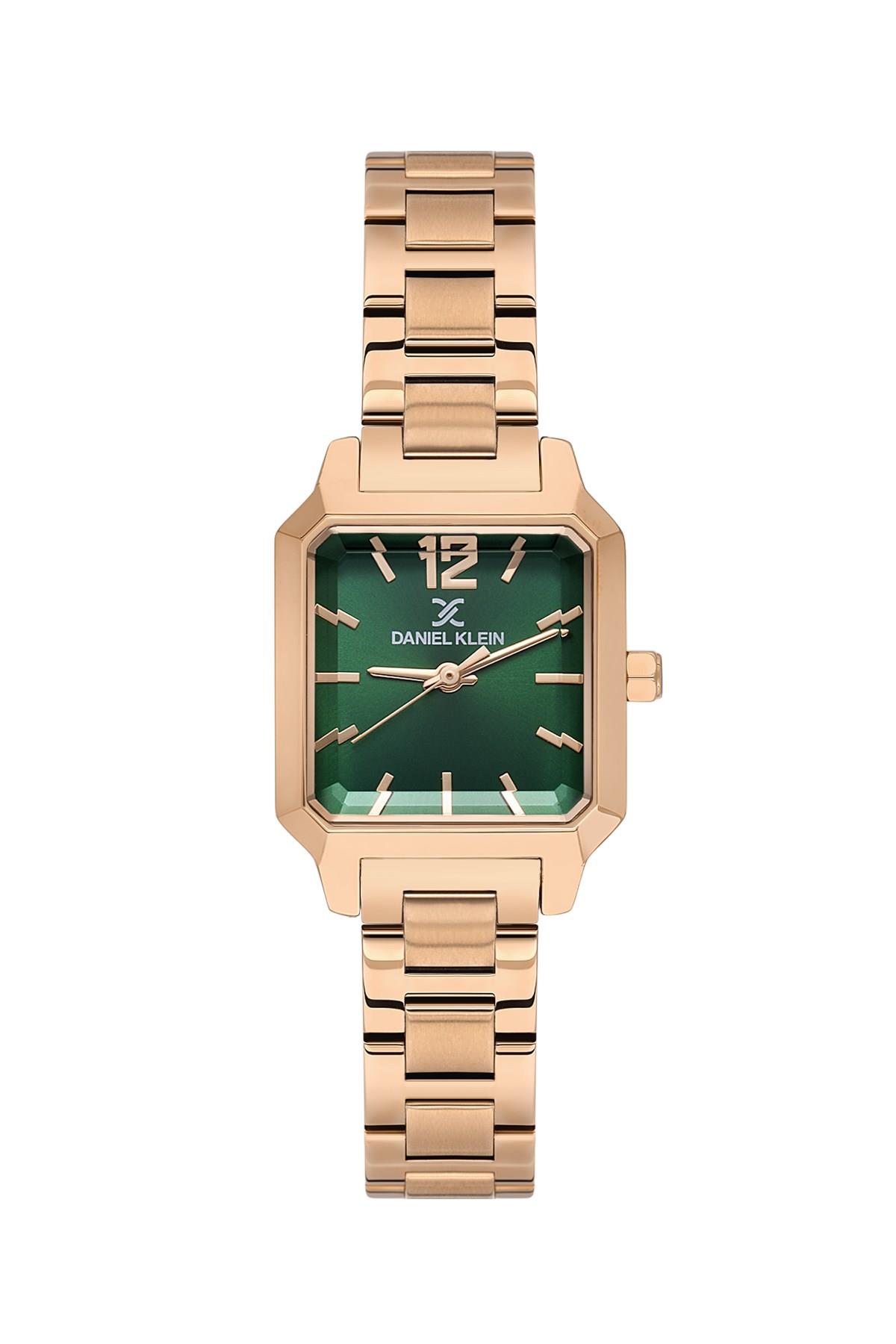 Daniel Klein Premıum Kare Yeşil Kadran Rose Gold Kadın Kol Saati DK.1.13713-10