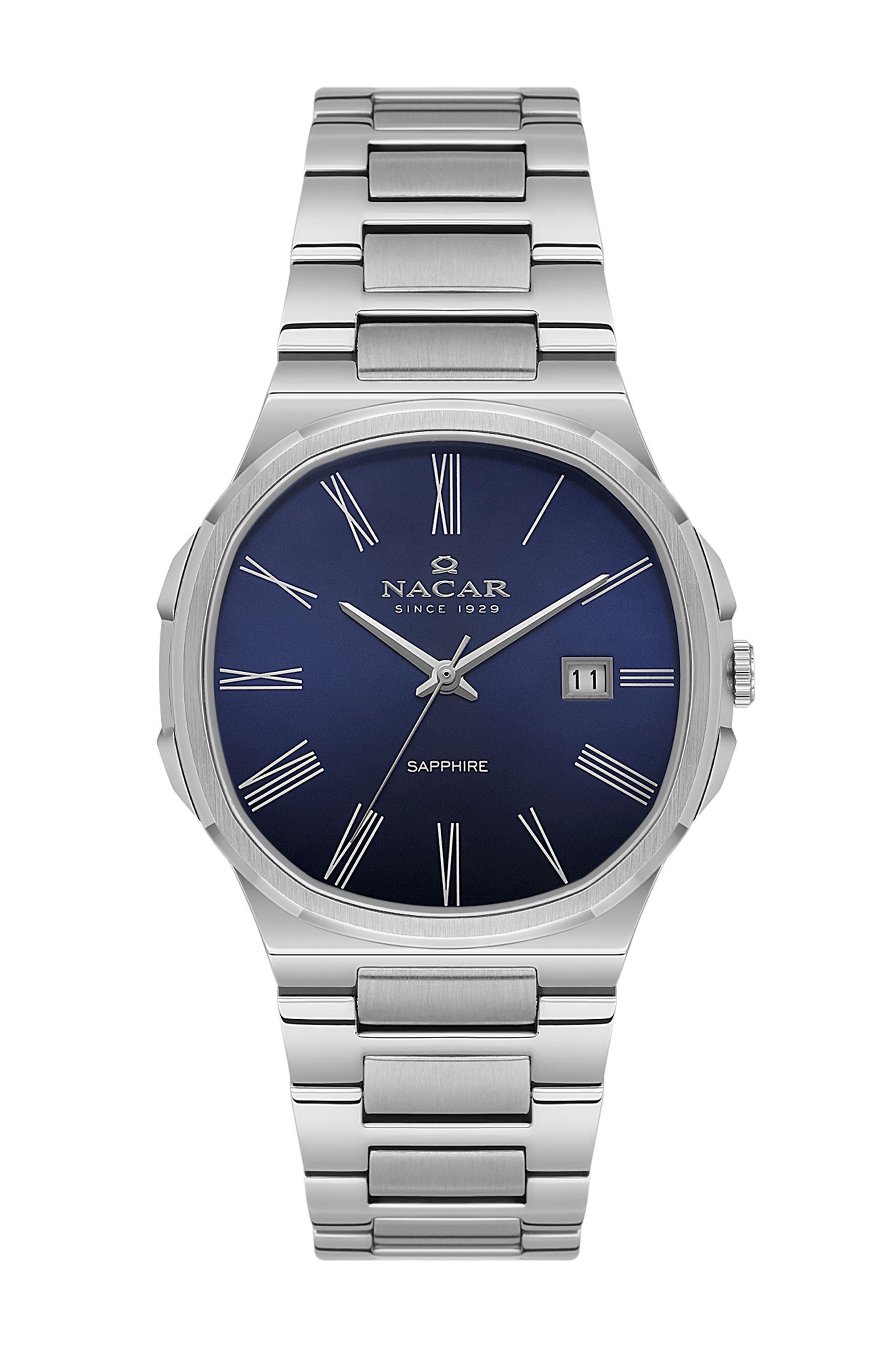 Nacar Klasik Çelik Kordon Kasa Safir Cam Erkek Kol Saati NC33-298377-ALM