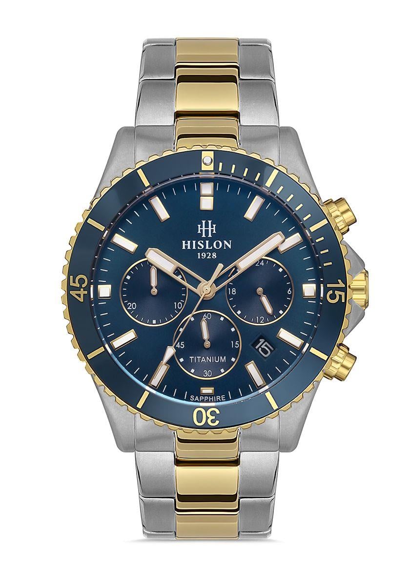 Hislon 44 mm Kasa Çapı, Titanyum Kordon, Safir Kaplama Cam, 5 ATM Su Geçirmezlik Erkek Kol Saati