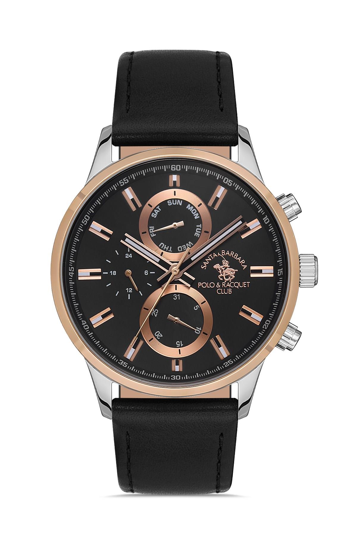 Santa Barbara Polo & Racquet Club Deri Kordon Yuvarlak Kasa Erkek Kol Saati SB.1.10389.4