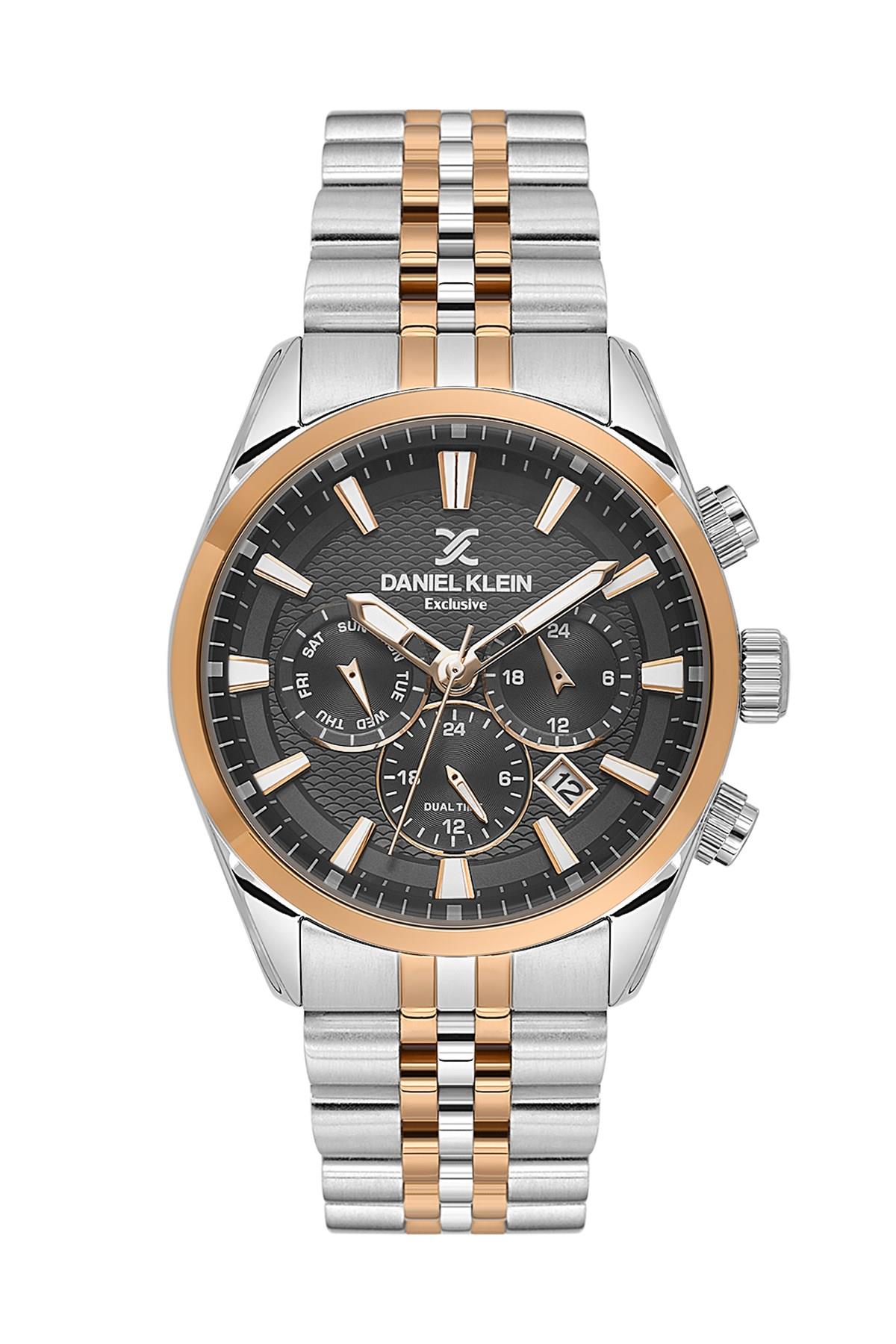 Daniel Klein Spor Fonksiyonlu Metal Siyah Kadran Gümüş Kordon Erkek Kol Saati DK.6.10926-6