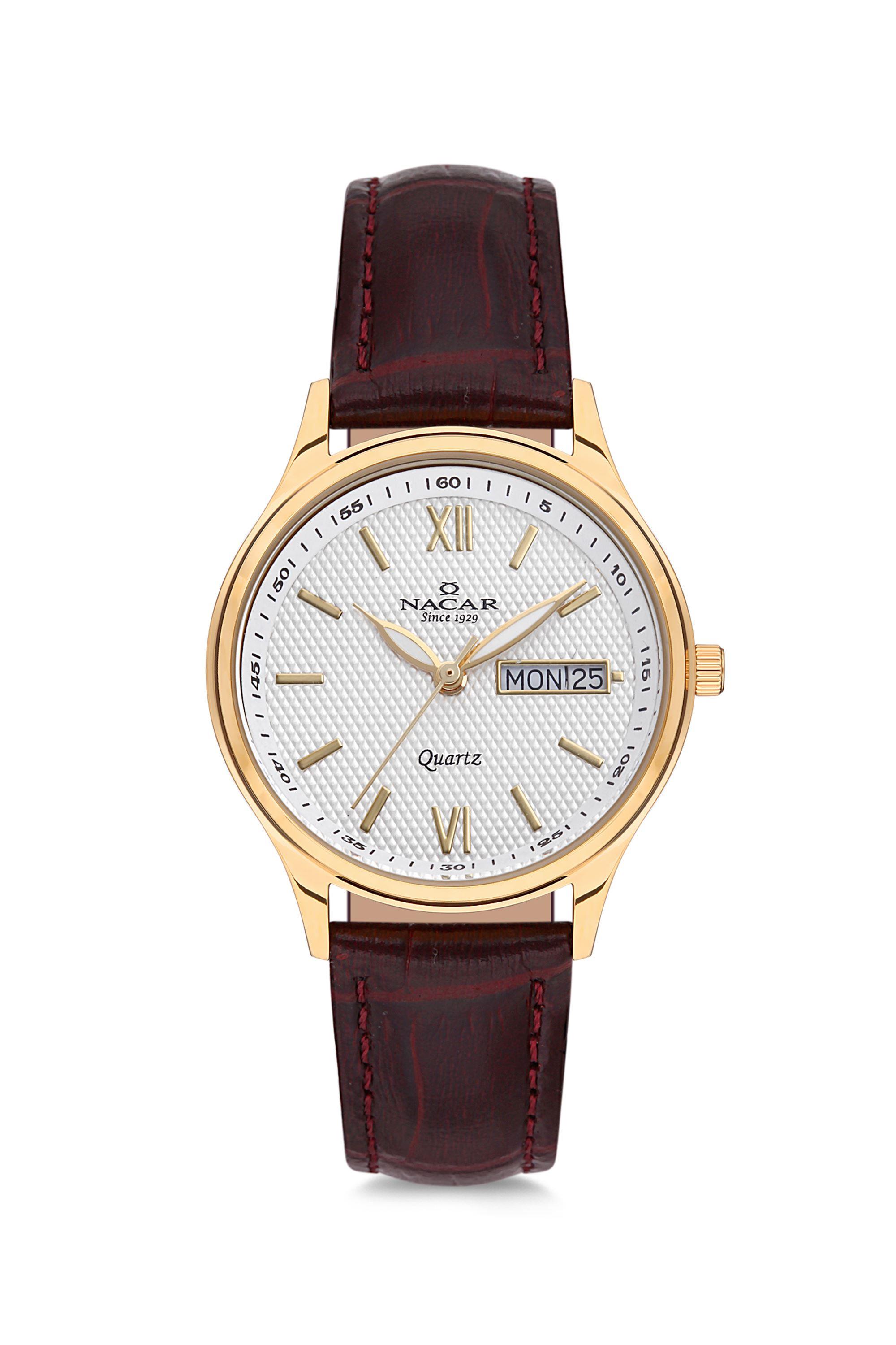 Nacar KAHVERENGİ HAKİKİ DERİ KADIN KOL SAATİ NC31-39B155-DSL2