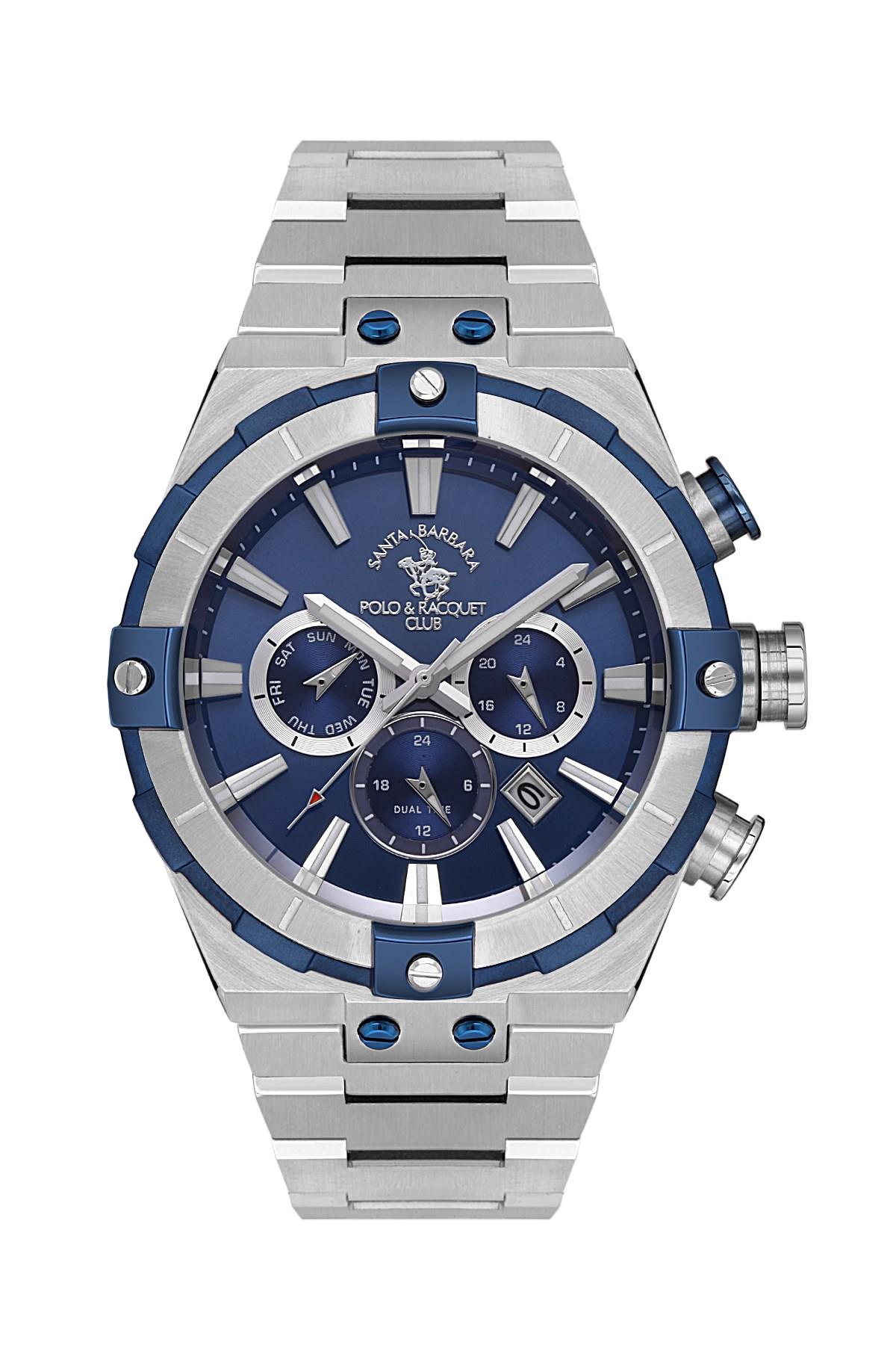 Santa Barbara Polo & Racquet Club Çelik Spor Fonksiyonlu Lacivert Kadran Erkek Kol Saati SB.1.10509.2