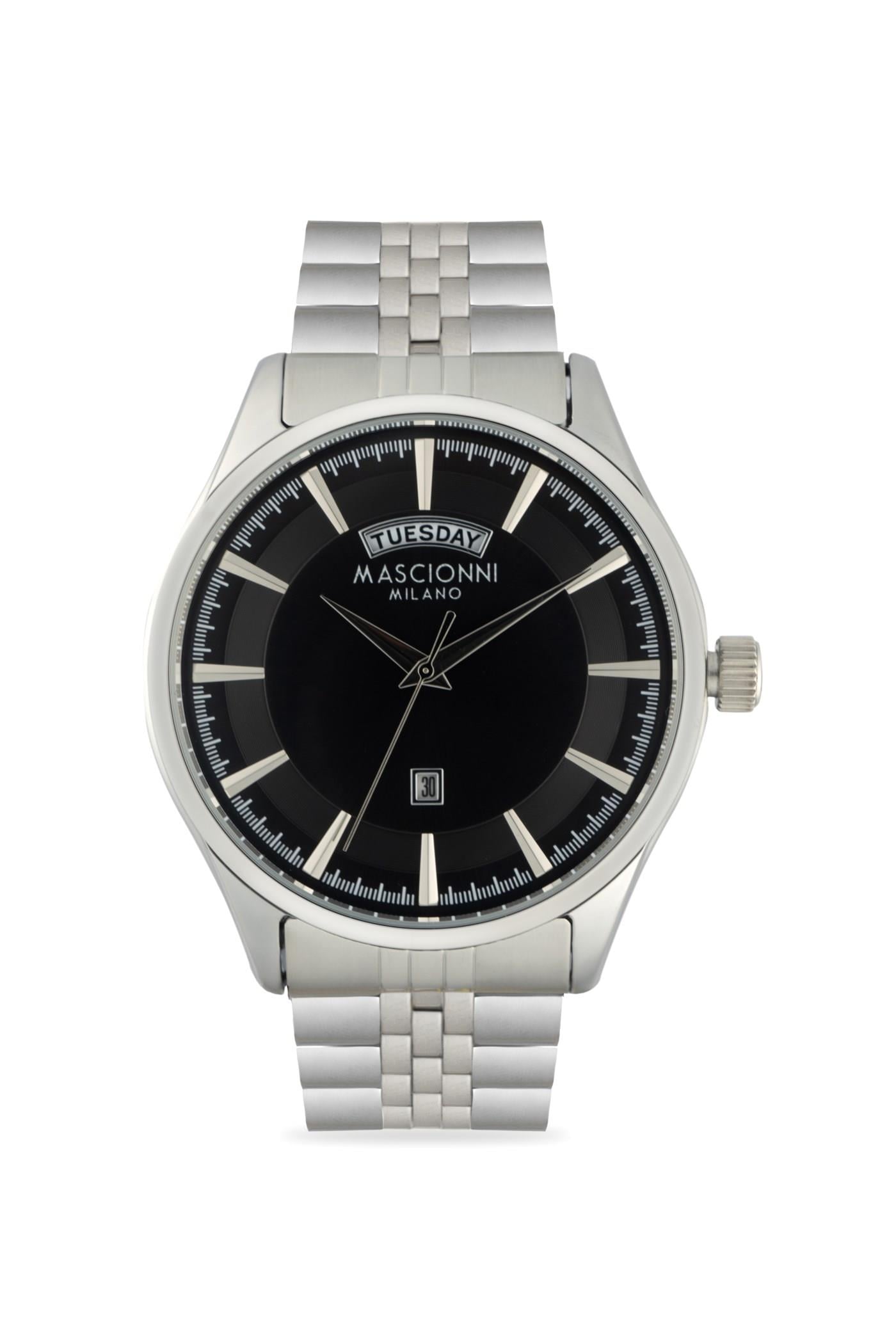 Mascionni Gümüş Kordon Klasik Çift Takvimli Erkek Kol Saati M.1.2390-02Model 