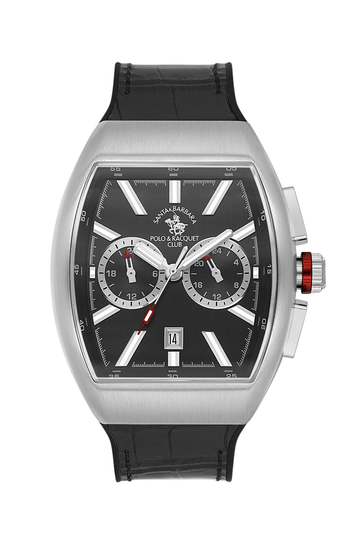 Santa Barbara Polo & Racquet Club Spor Silikon Deri Kordon Kare Spor Erkek Kol Saati SB.1.10607-2