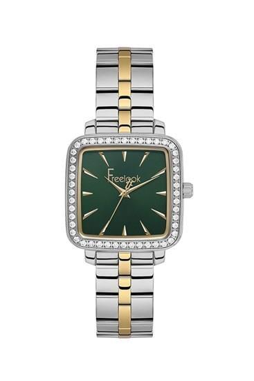 Freelook Gold Renk Metal Kordon Çift Renk Kadın Kol Saati