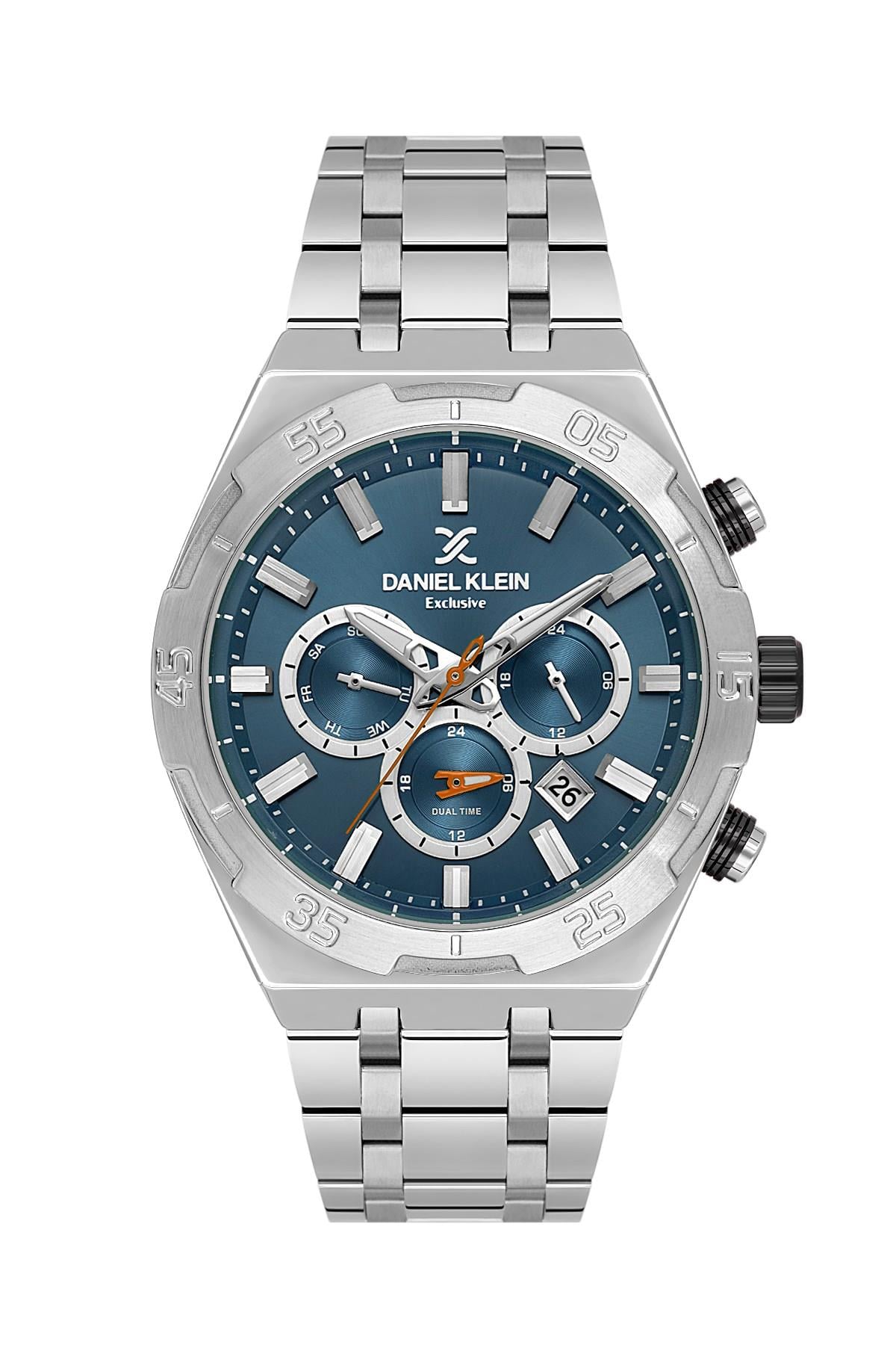 Daniel Klein Exclusıve Çelik Yeşil Renk Kadran Gümüş Kasa Kordon Fonksiyonlu Spor Erkek Kol Saati DK.1.14207-4