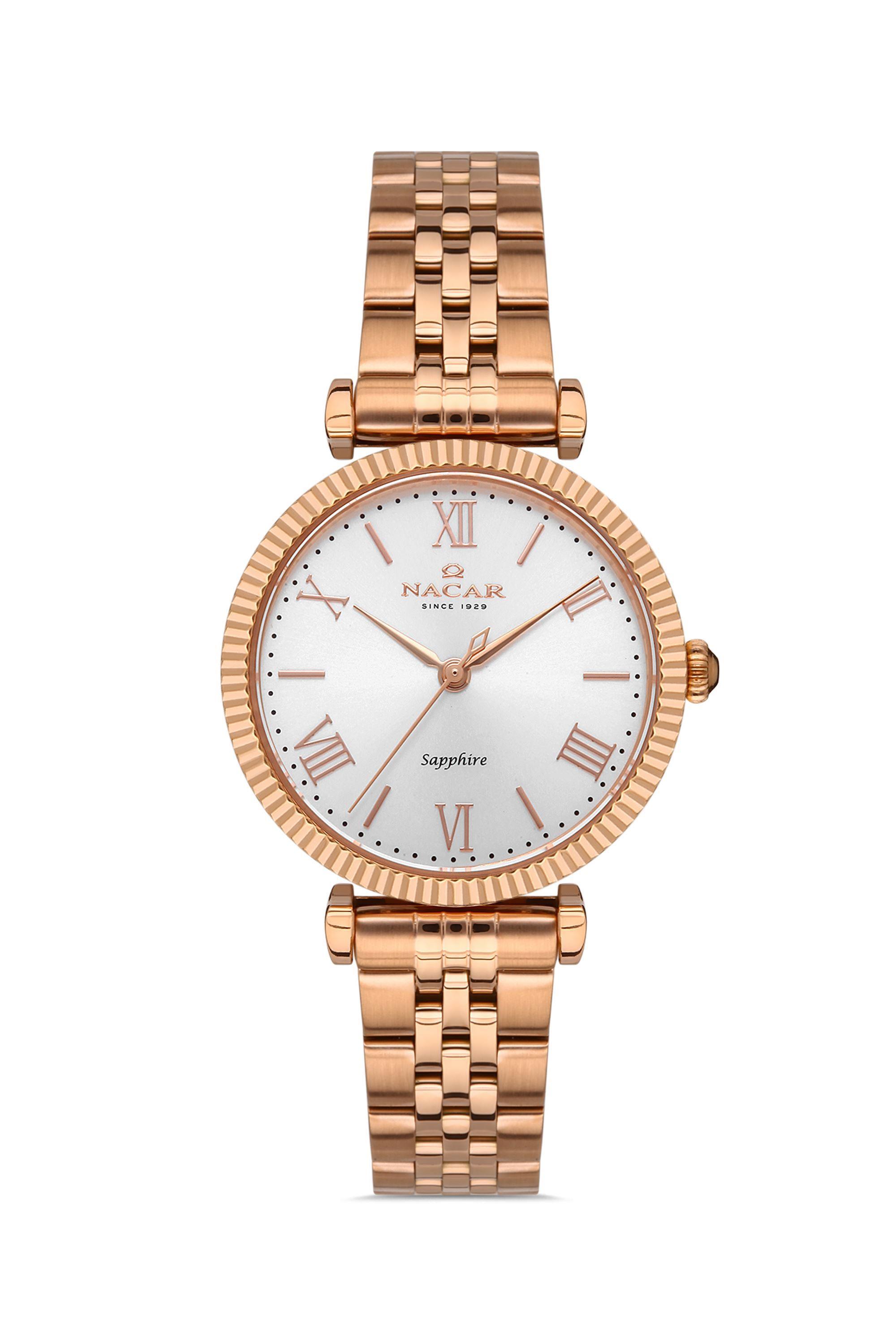 Nacar Çelik Kordon Kasa Safir Cam Rose Gold Bayan Kol Saati NC34-39B553-RSM