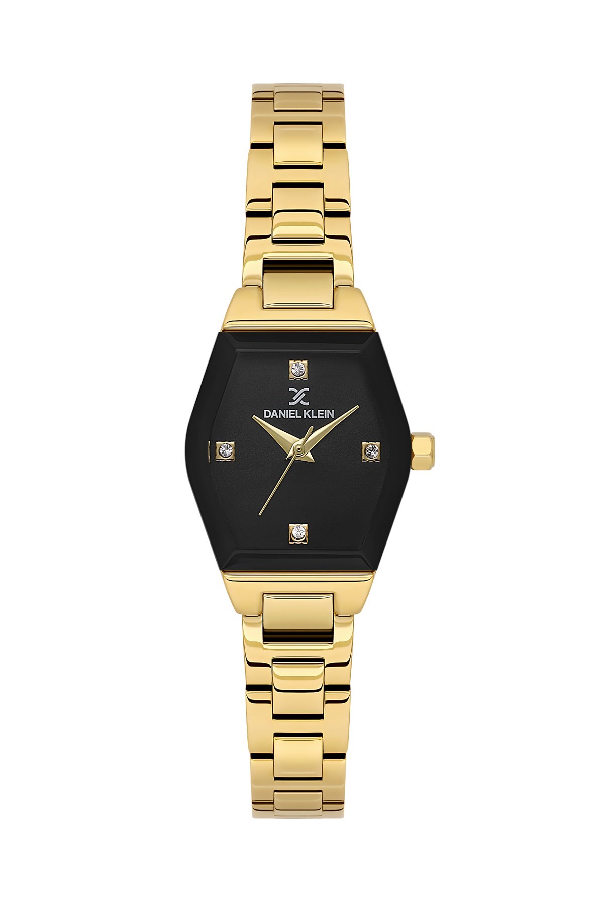 Daniel Klein Metal Altın Gold Kasa Kordon Tasarımlı Siyah Kadran Sade Kadın Kol Saati DK.6.14186-4
