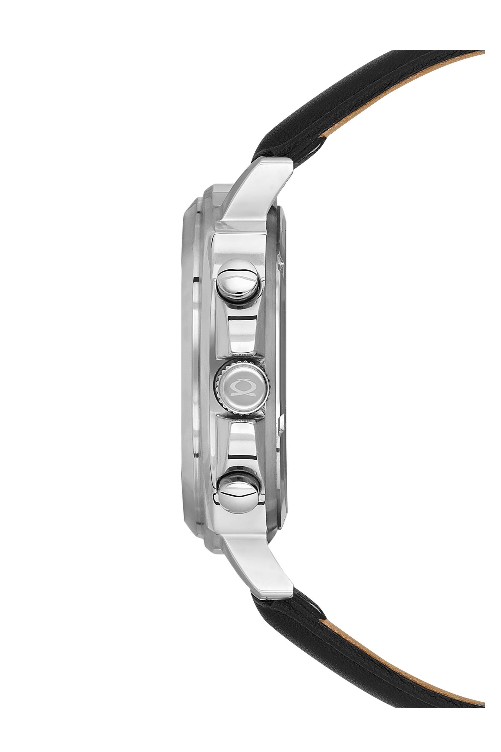 Nacar Safir Cam Kronometreli Siyah Deri Kordon Erkek Kol Saati NC40-290498-ABL1