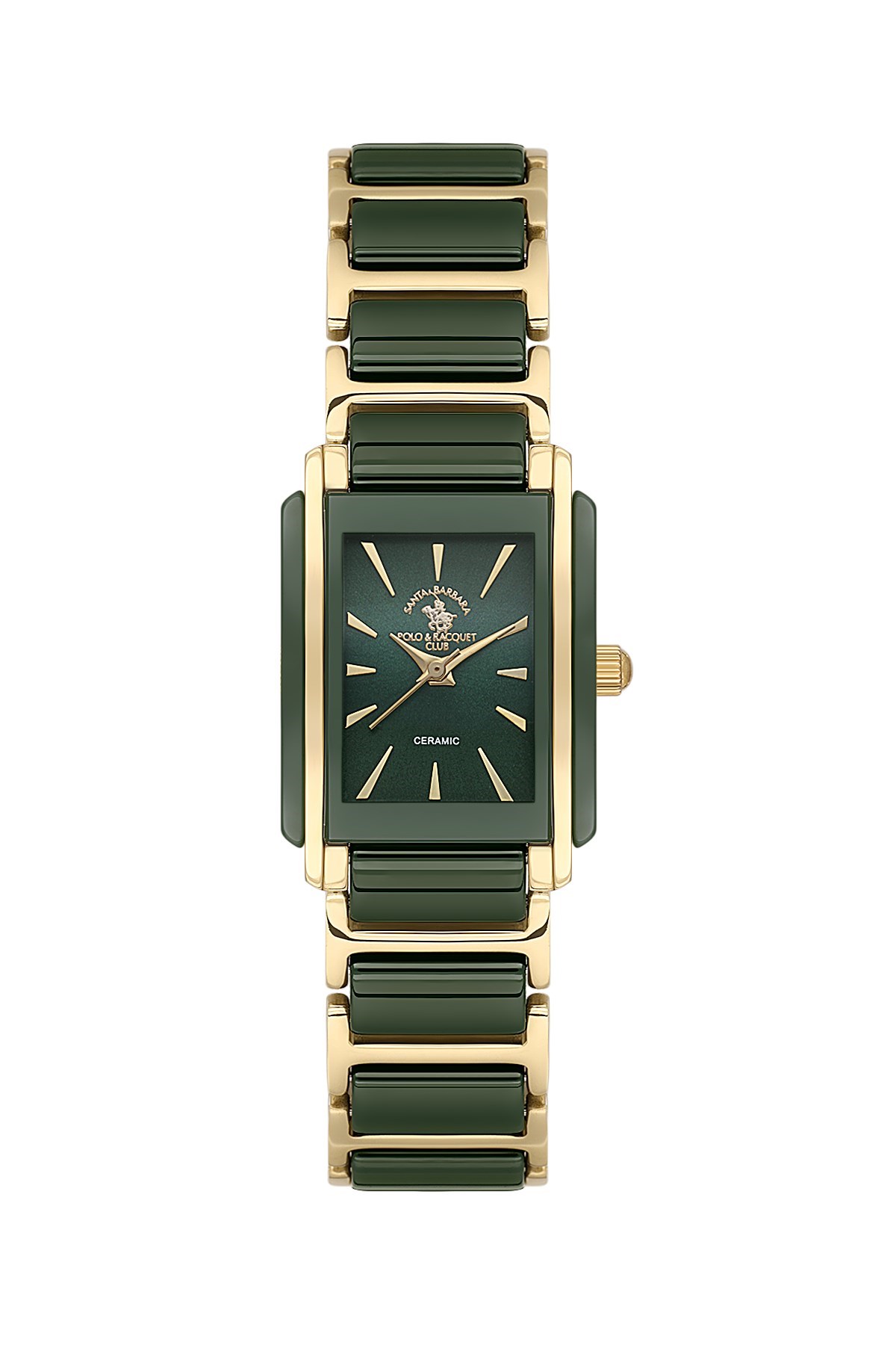 Santa Barbara Polo Metal Seramik Kare Yeşil Renk Klasik Kadın Kol Saati SB.4.10030-3