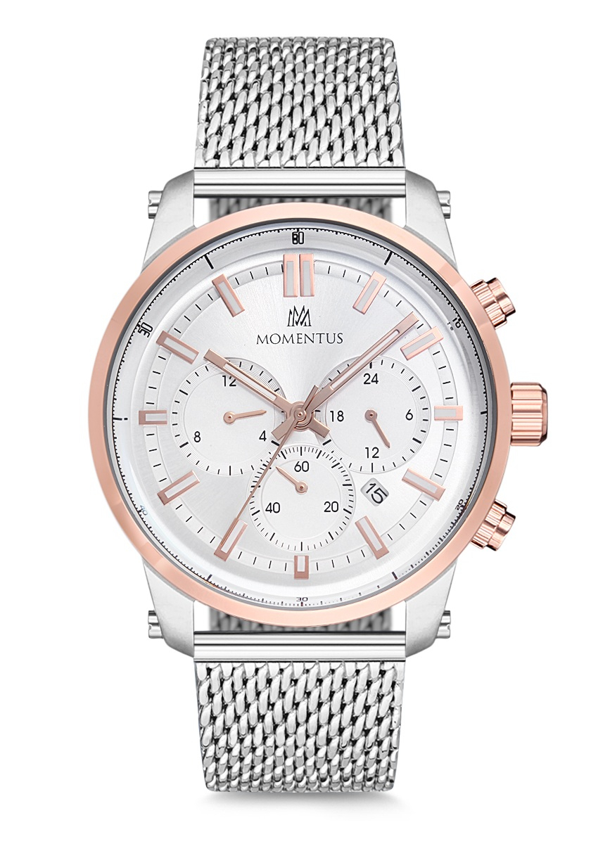 Momentus Metal Hasır Kordon Beyaz Kadran Spor Erkek Kol Saati SC224T-02SR