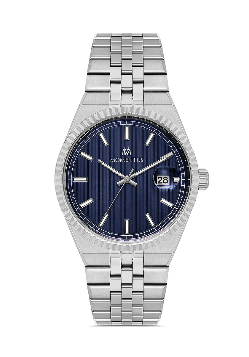 Momentus Metal Gümüş Renk Klasik Lacivert Kadran Erkek Kol Saati CR264S-11SS