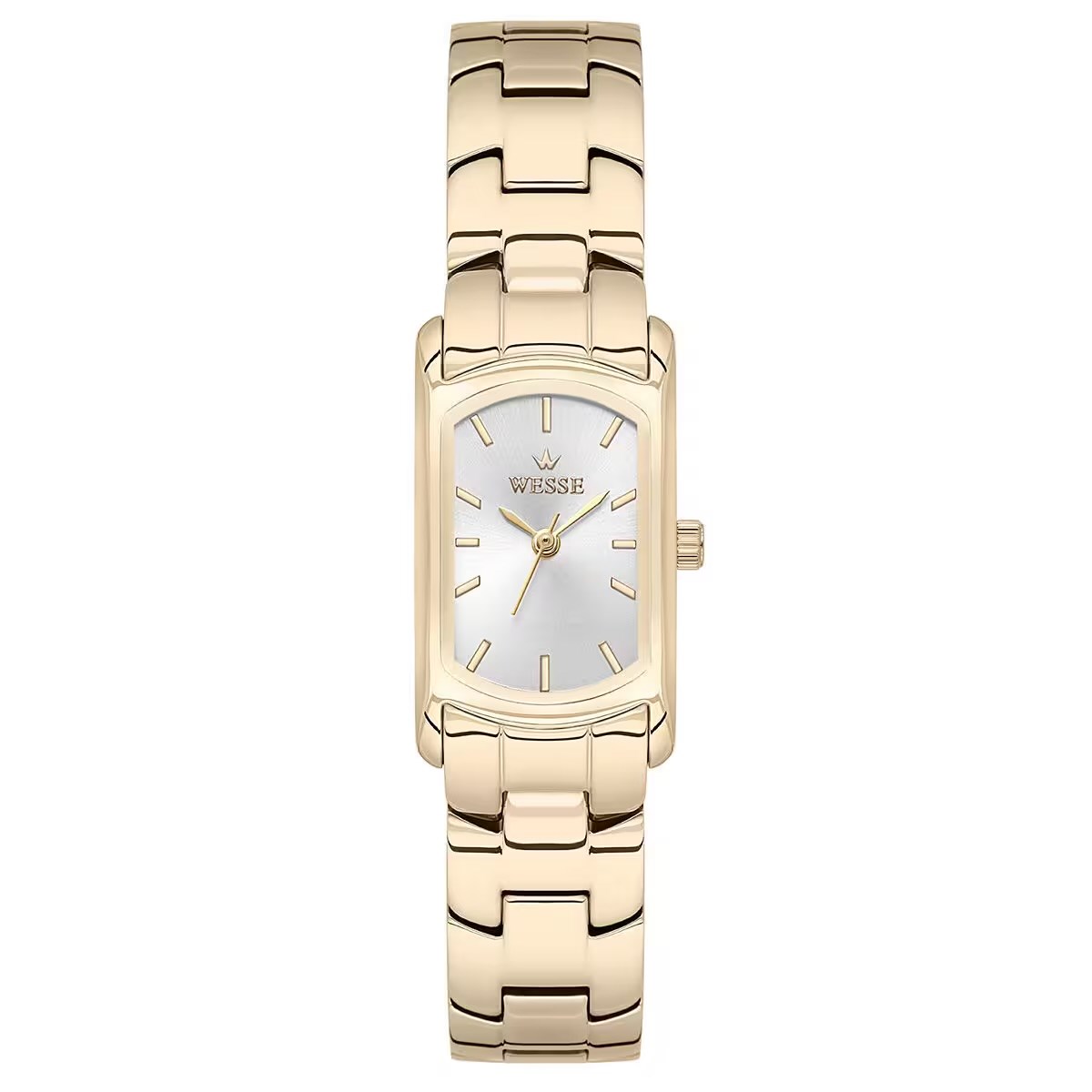 Wesse Metal Çelik Altın Gold  Renk Kasa Kordon Kare Gri Kadran Retro Model Sade Kadın Kol Saati WWL117501