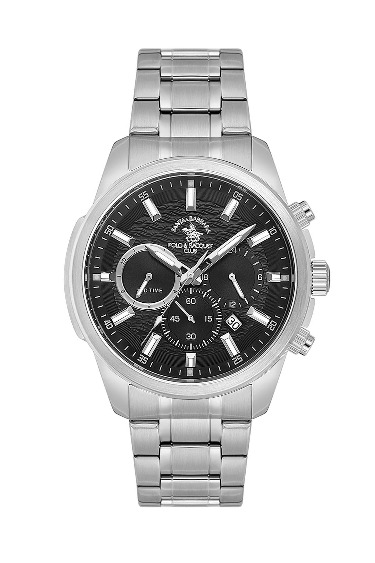 Santa Barbara Polo & Racquet Club Metal Spor Çelik Fonksiyonlu Siyah Kadran Erkek Kol Saati SB.4.10047-2