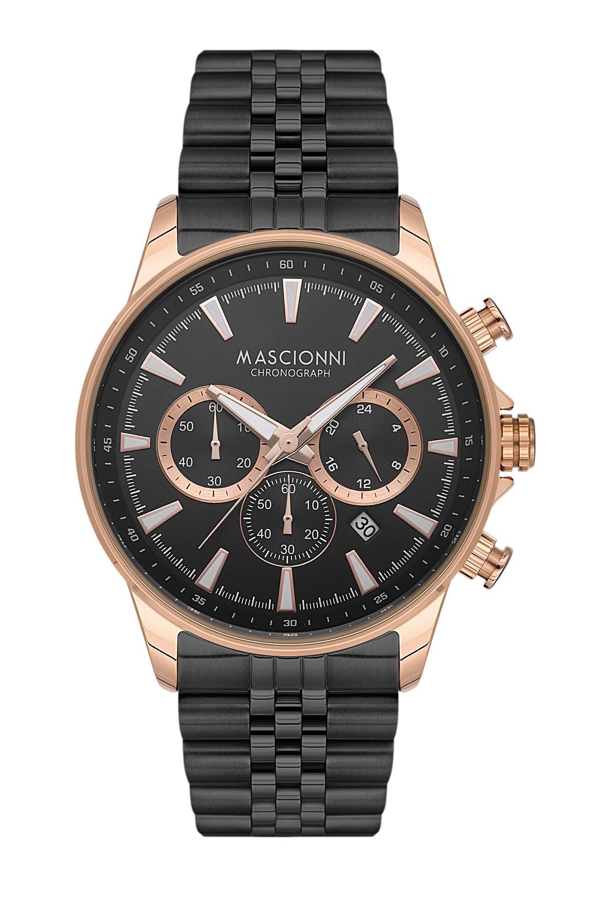 Mascionni Siyah Örgü Kordon Takvimli  M.1.1294.05 Erkek Kol Saati 