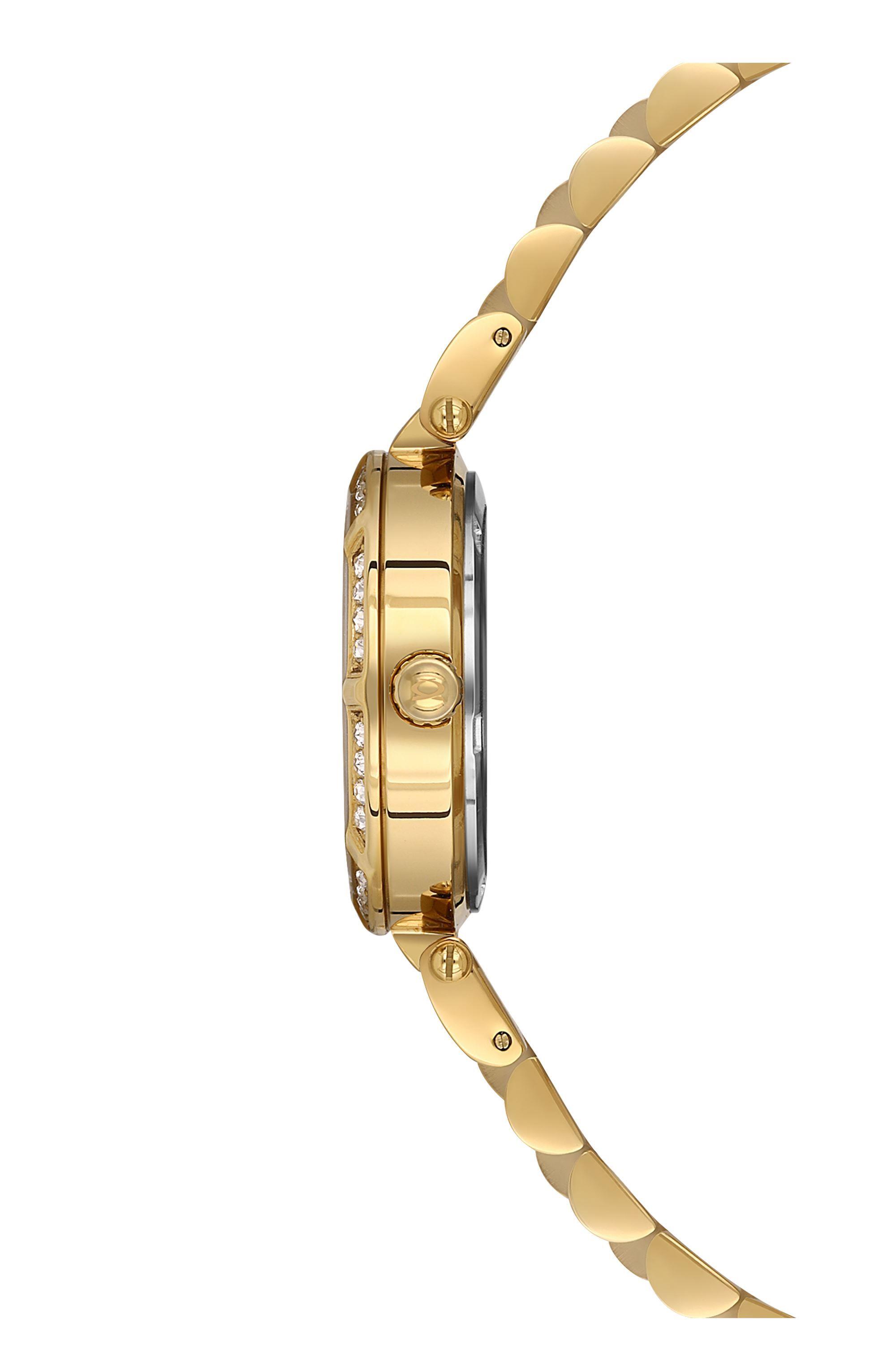 Nacar Gold Renk Taşlı Safir Cam Kadın Kol Saati NC34-39B690-DSMS