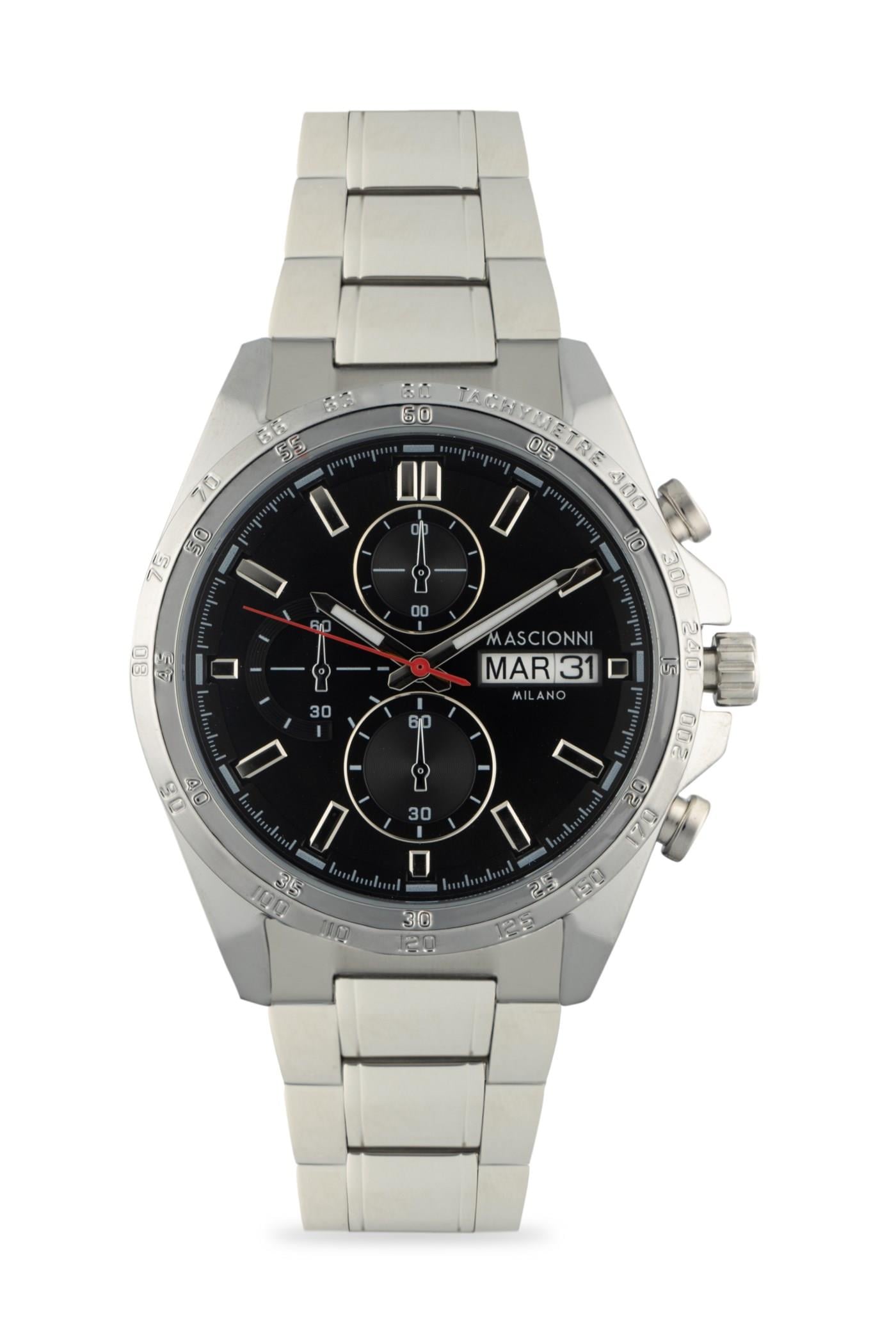 Mascionni Spor Kasa Gümüş Renk Takvimli Erkek Kol Saati M.1.2399-01