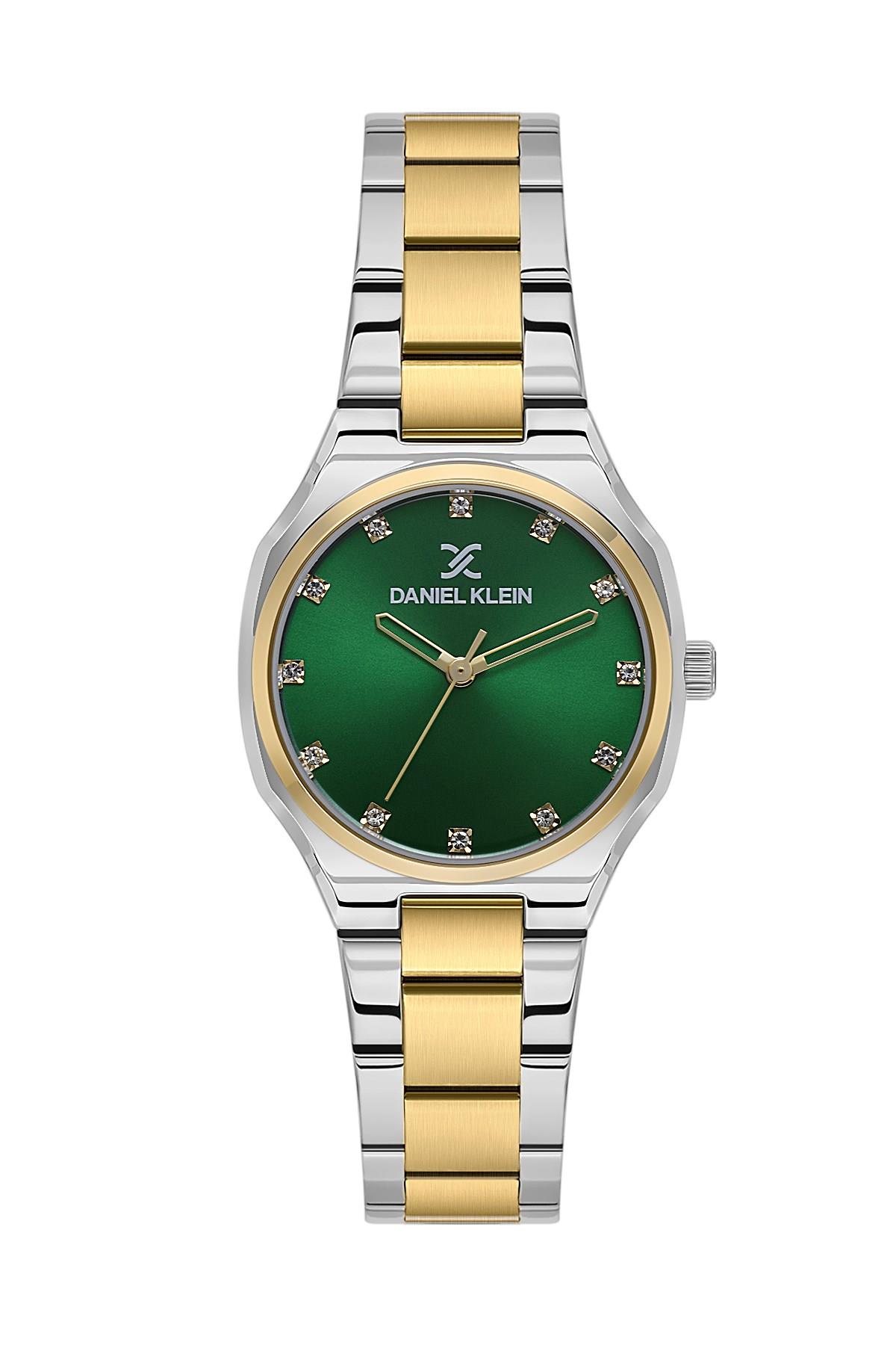 Daniel Klein Premium Metal Yeşil Kadran Gold Renk Kadın Kol Saati DK.1.13916-5