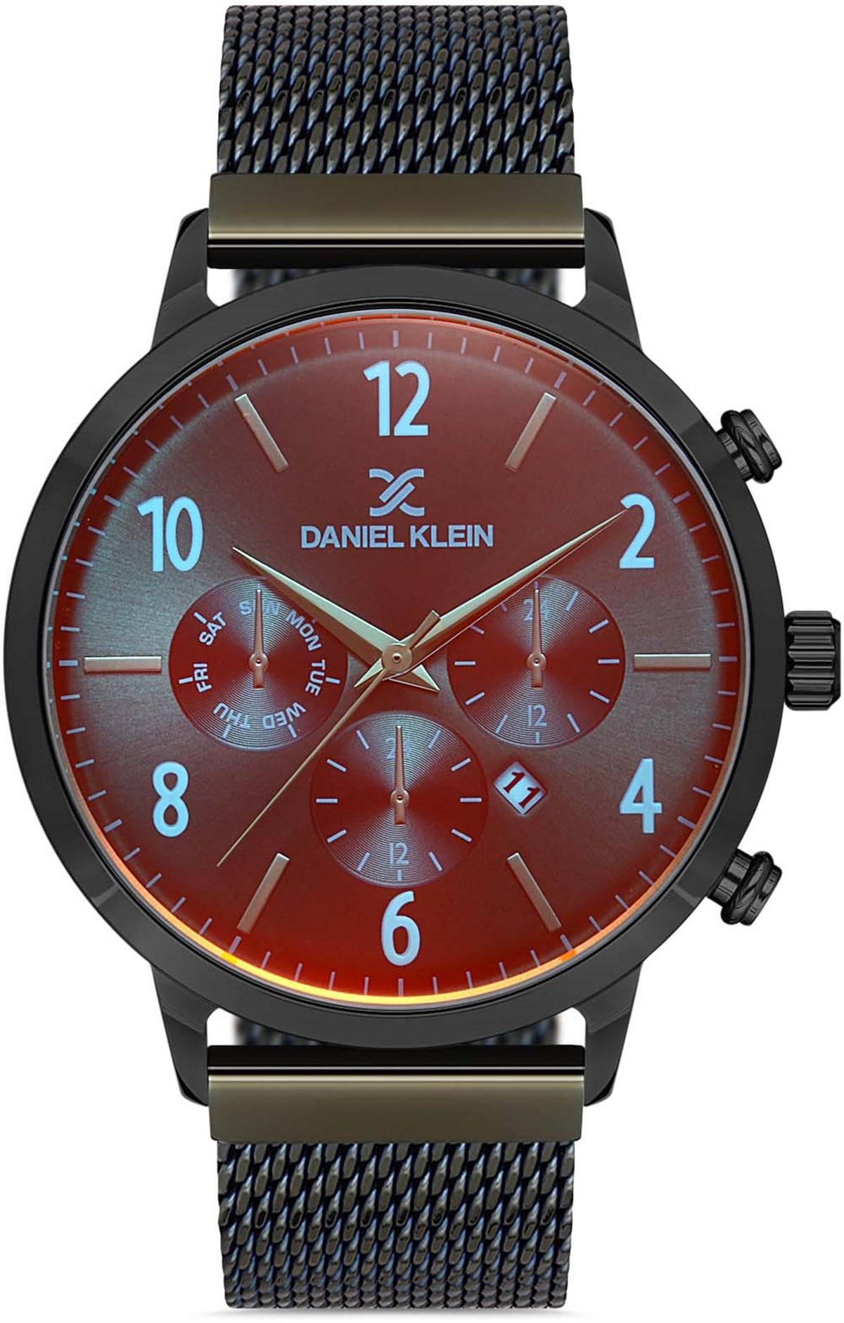 Daniel Klein Füme Renk Hasır Kordon Renkli Cam Erkek Kol Saati DKM011814I-03