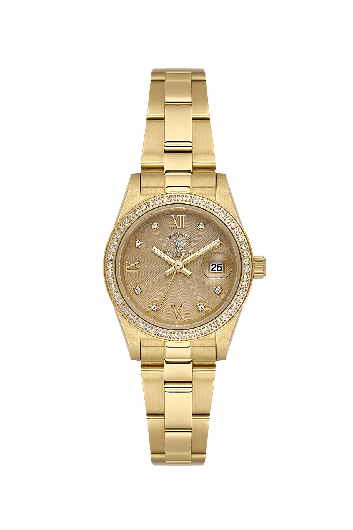 Santa Barbara Polo Metal Yuvarlak Klasik Taşlı Kasa Kadın Kol Saati SB.4.10035-3
