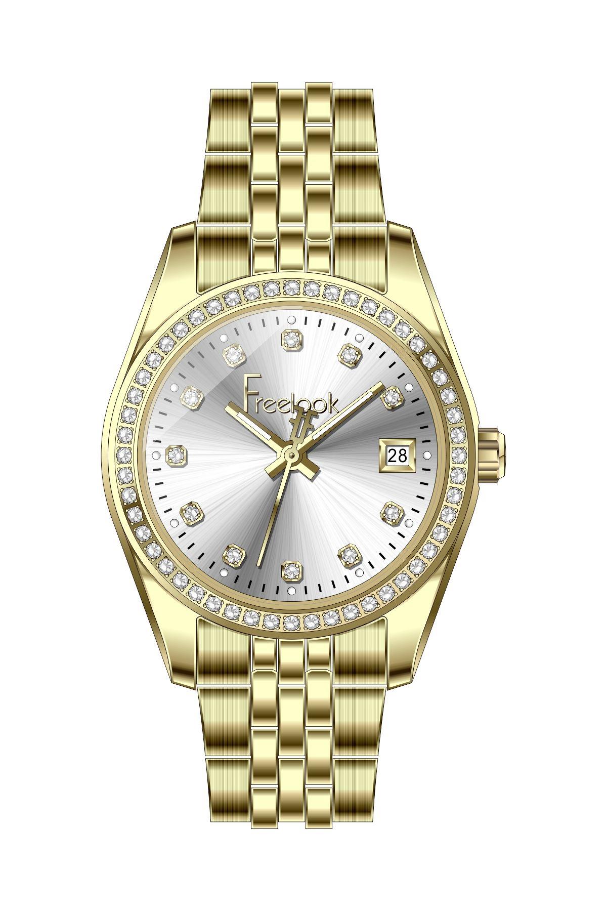 Freelook Gold Renk Metal Kordon Kadın Kol Saati