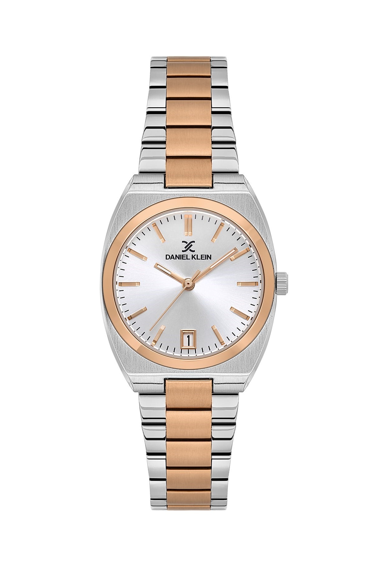 Daniel Klein Metal Rose Gold Kasa Kordon Beyaz Takvimli Kasa Spor Kadın Kol Saati DK.1.13960-7