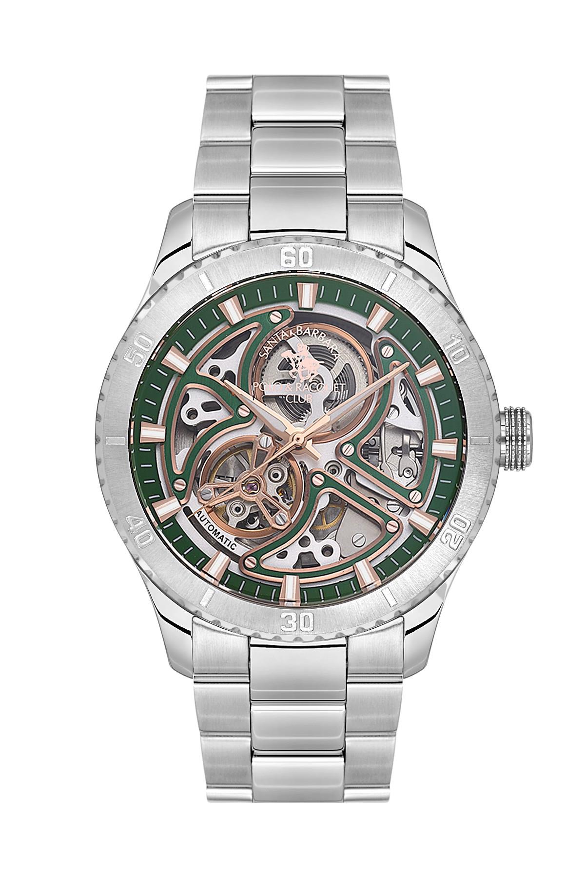 Santa Barbara Polo & Racquet Club Çelik Transparan Otomatik Yeşil Kadran Erkek Kol Saati SB.1.10572-5