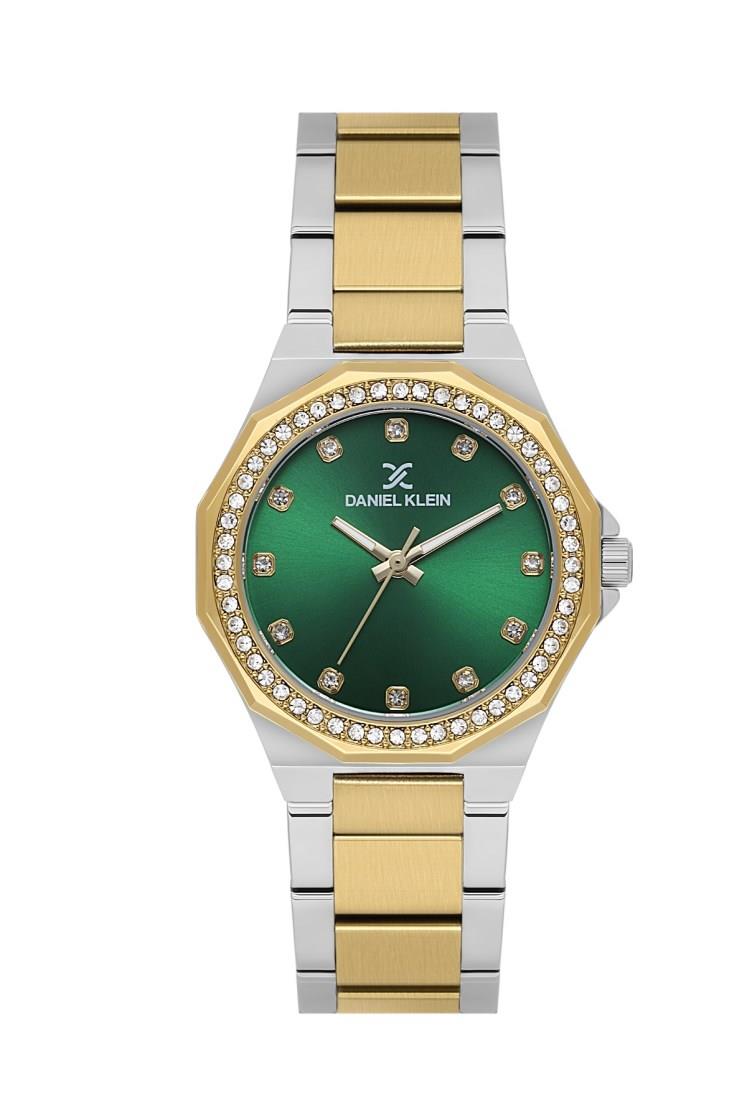 Daniel Klein Yeşil Kadran Taşlı Kasa Metal Gold Renk Kadın Kol Saati DK.1.13918-4
