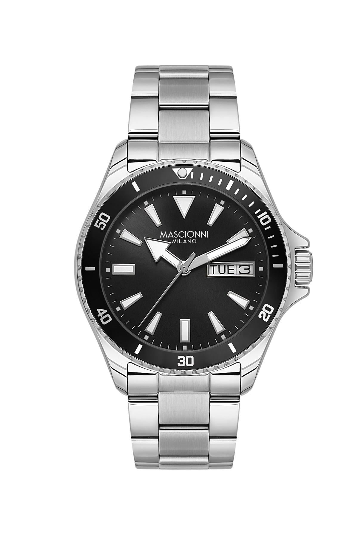 Mascionni Spor Kasa Çift Takvimli Gümüş Renk Erkek Kol Saati M.1.2400.01